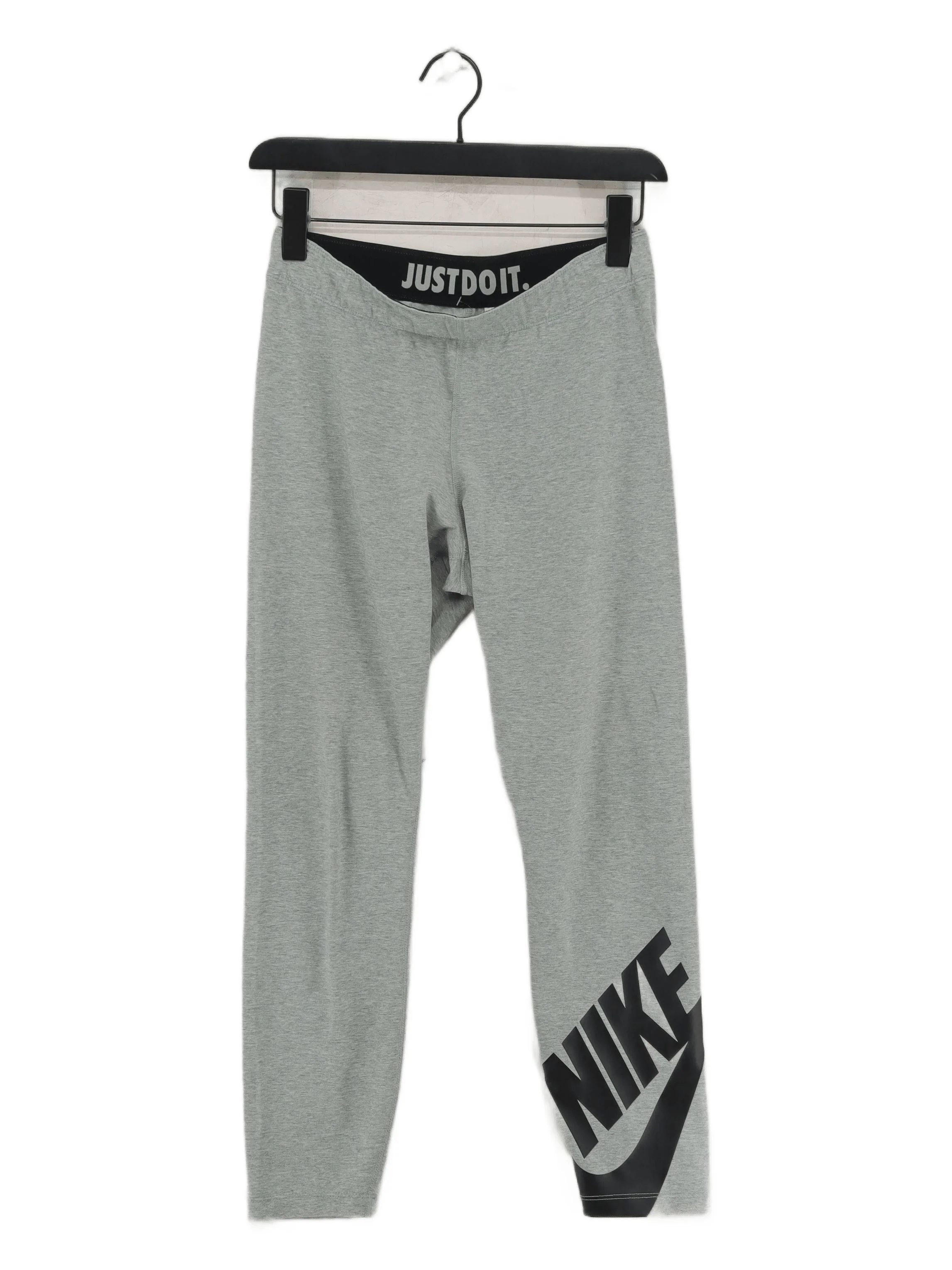 Nike Women's Leggings M Grey Graphic Cotton with Polyester, Elastane Capri