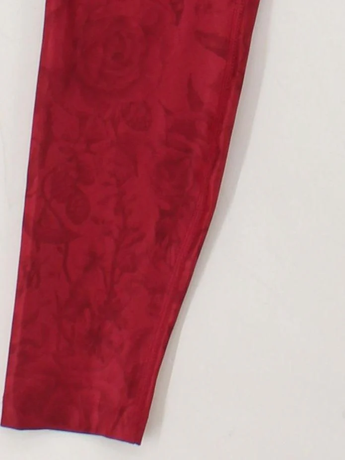 Nike Women's Leggings UK 4 Red Floral 100% Polyester Full length - Image 4
