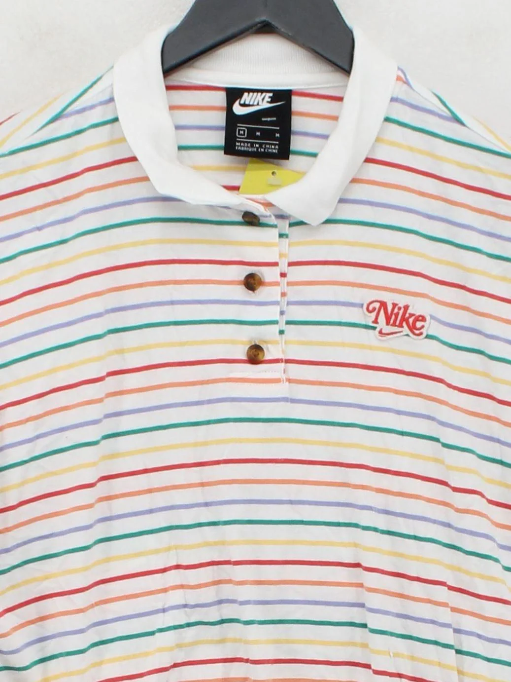Nike Women's Polo M Multi Striped 100% Cotton Short Sleeve Collared Basic - Image 3