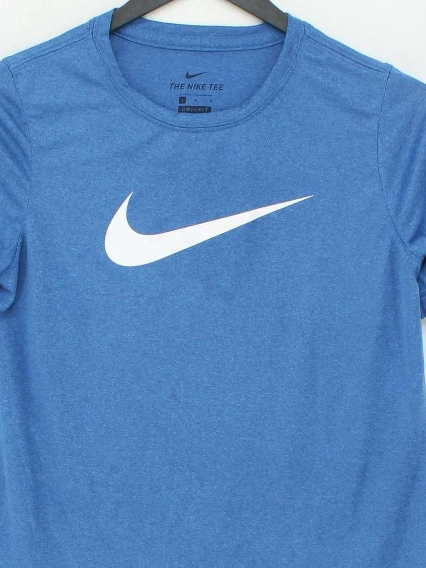 Nike Women's T-Shirt L Blue 100% Polyester Short Sleeve Round Neck Basic - Image 3