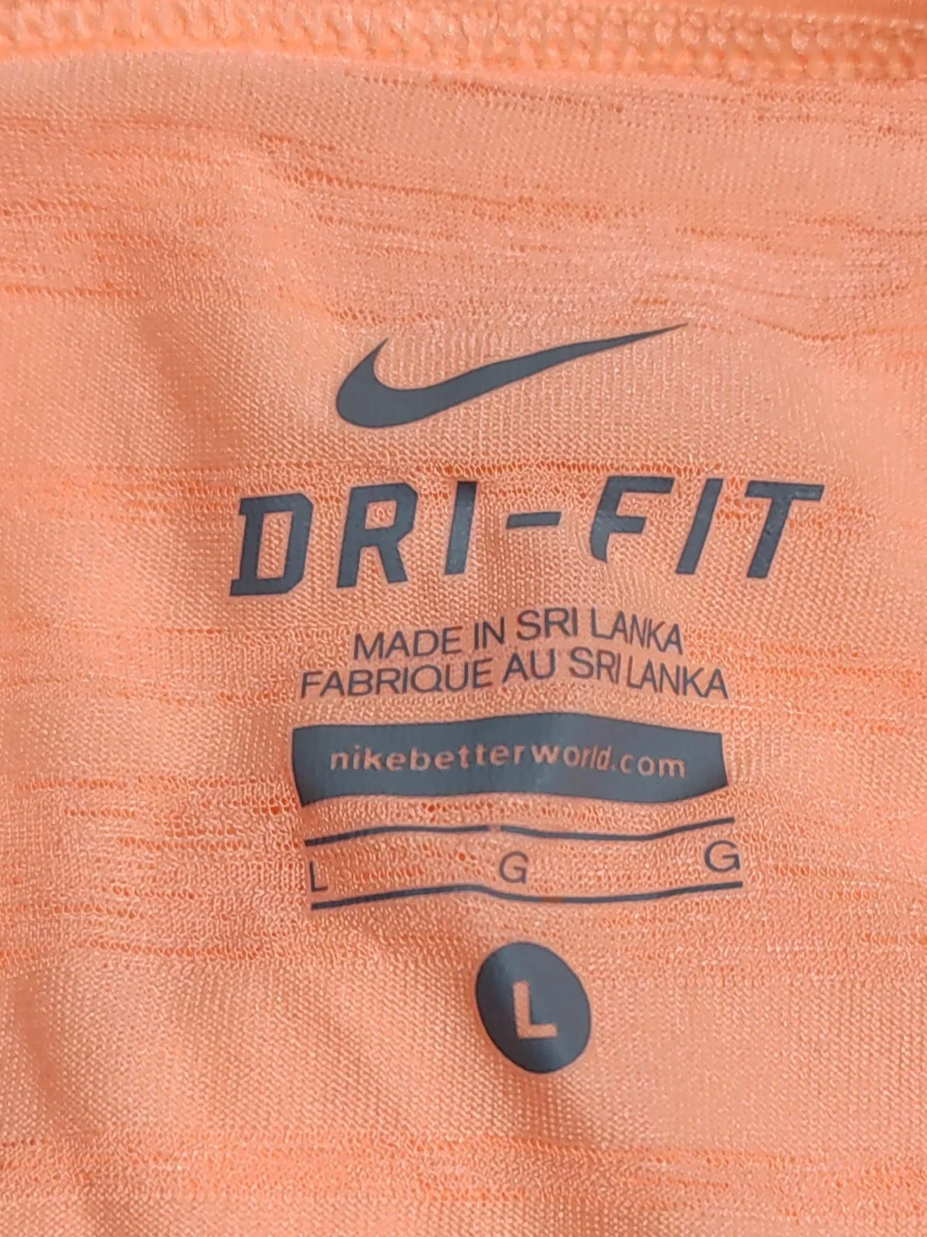 Nike Women's T-Shirt L Orange Striped 100% Polyester Basic - Image 6