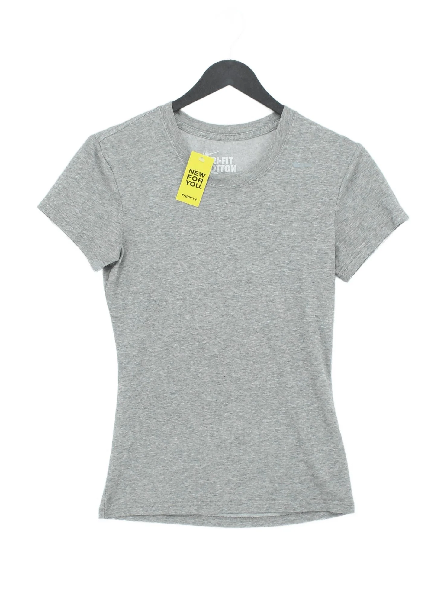 Nike Women's T-Shirt S Grey Cotton with Polyester, Spandex Basic