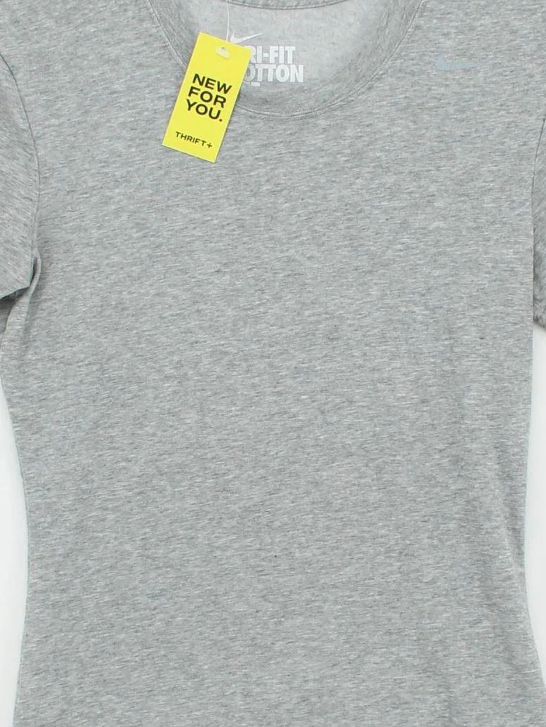 Nike Women's T-Shirt S Grey Cotton with Polyester, Spandex Basic - Image 3