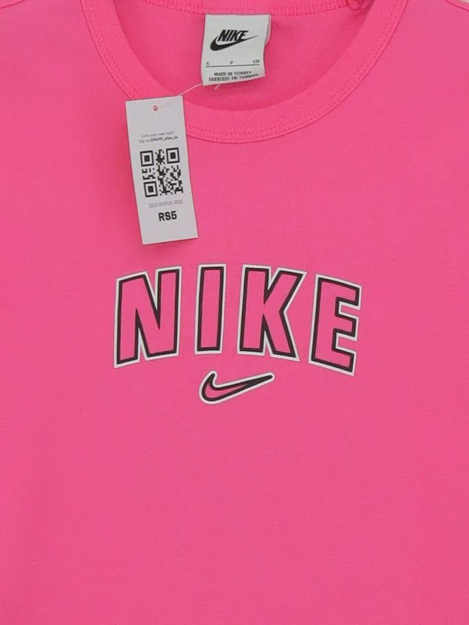 Nike Women's T-Shirt S Pink Graphic 100% Cotton Short Sleeve Round Neck Basic - Image 3