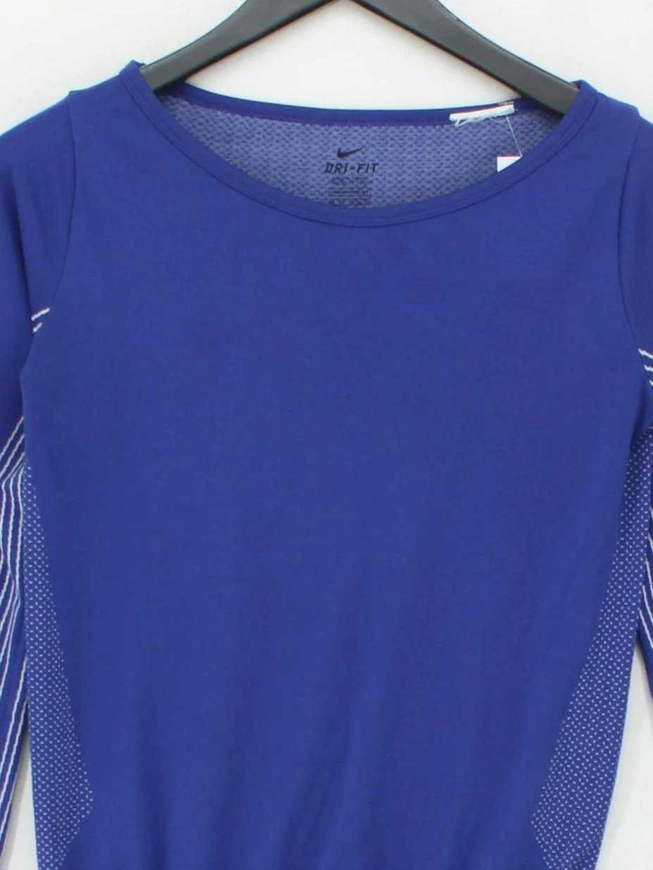 Nike Women's T-Shirt XS Blue Geometric 100% Nylon Basic - Image 3