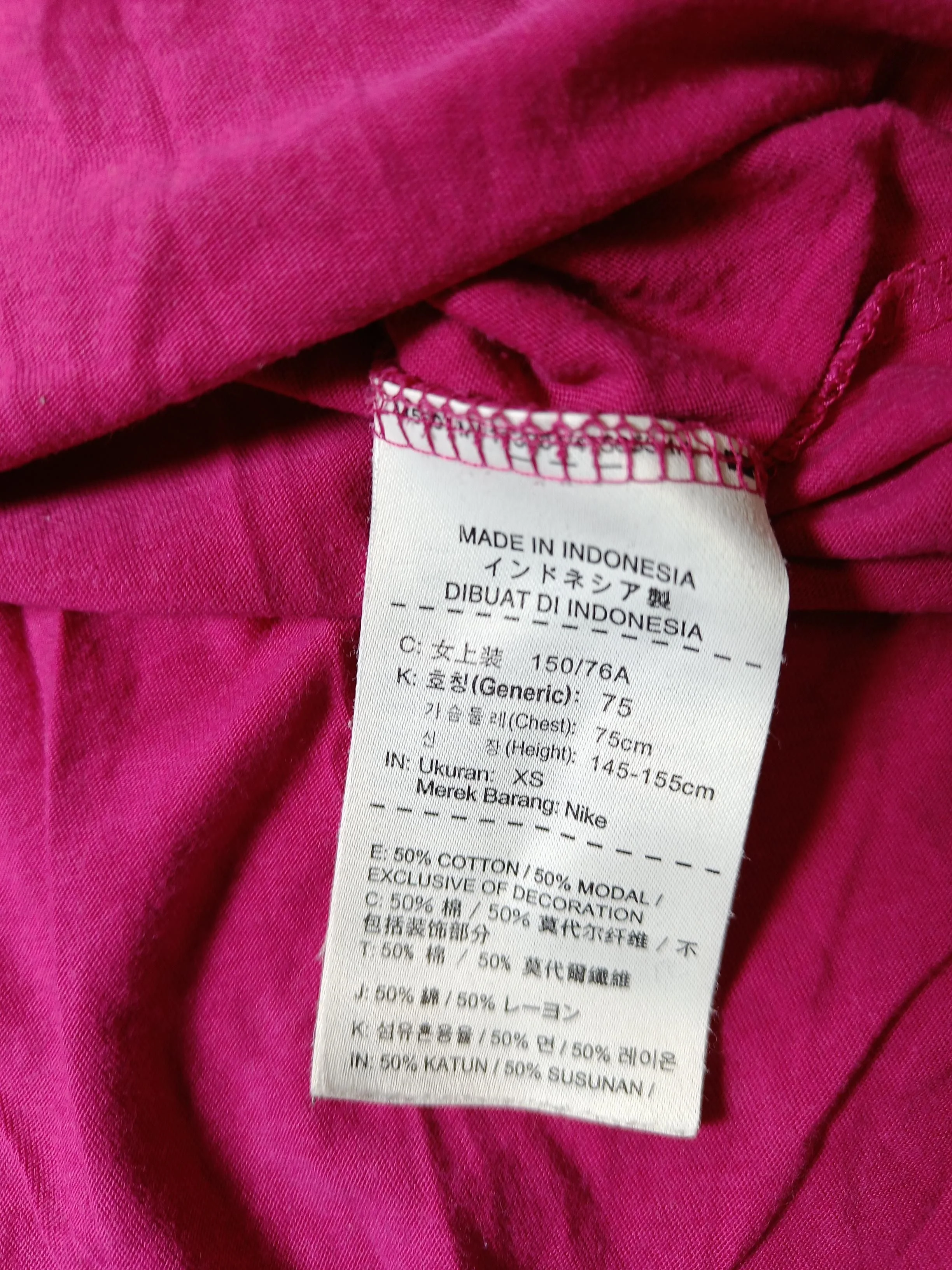 Nike Women's T-Shirt XS Pink Cotton with Lyocell Modal Basic - Image 6