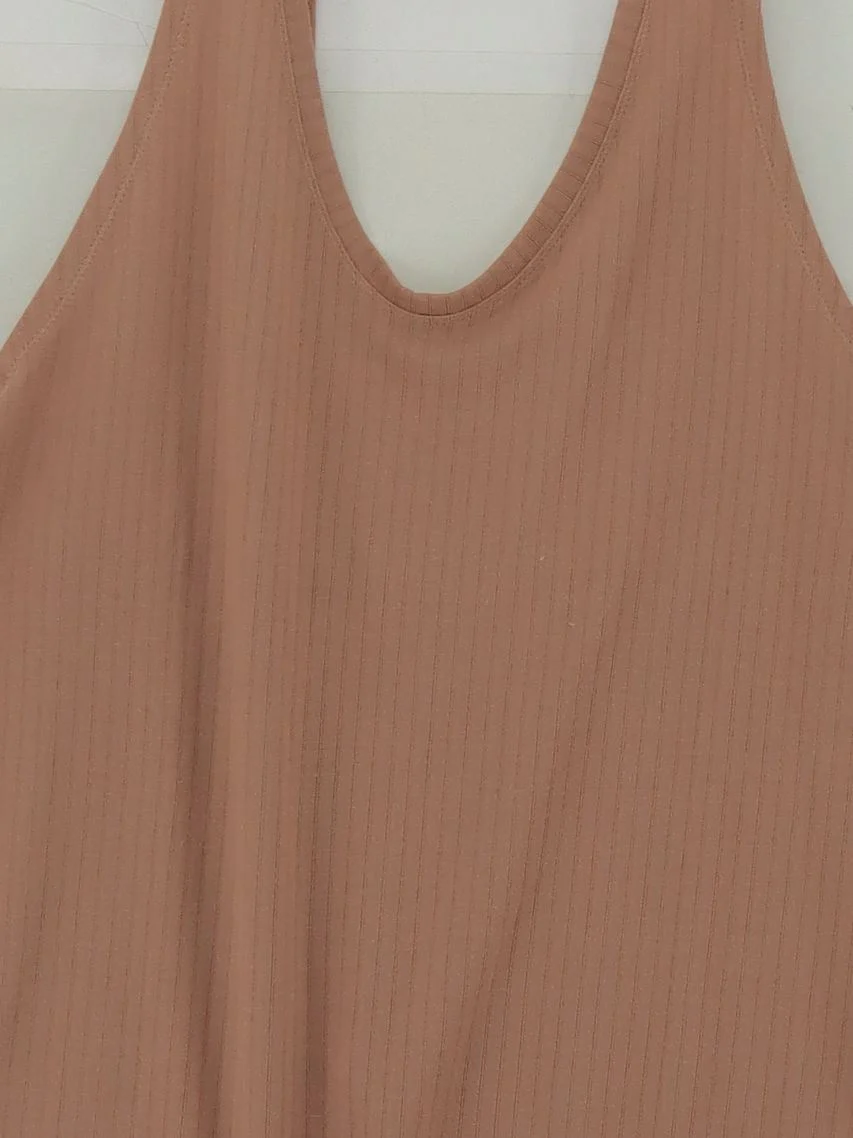 Nike Women's Top L Tan 100% Polyester Sleeveless V-Neck Basic - Image 3