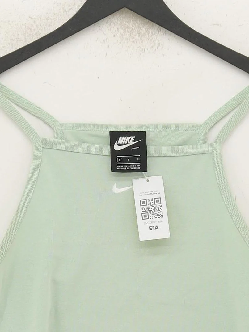 Nike Women's Top S Green Cotton with Polyester Sleeveless High Neck Basic - Image 3