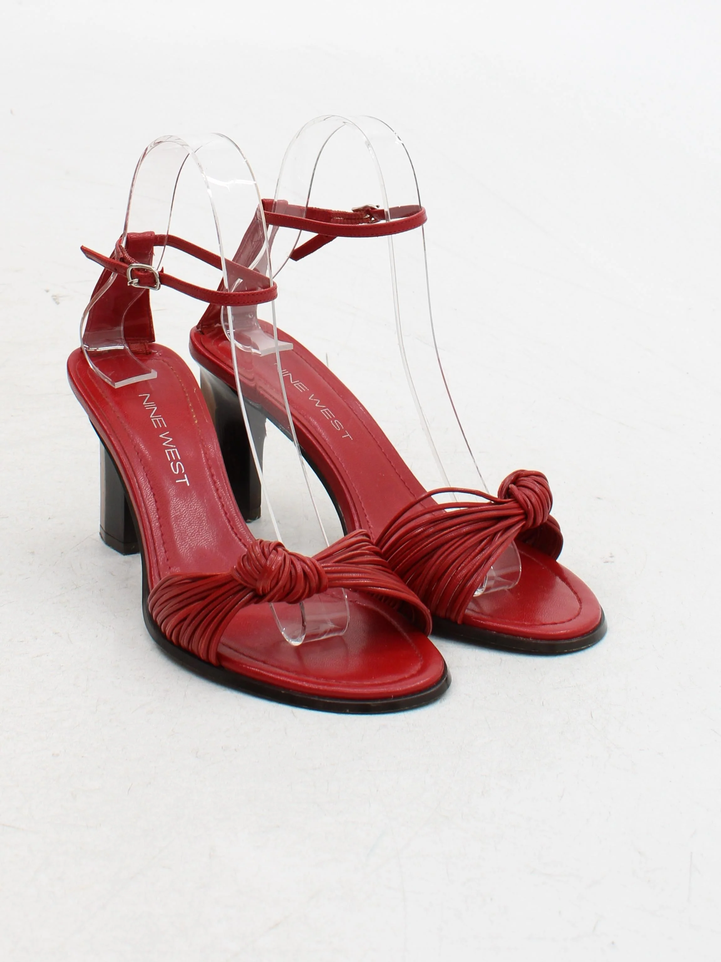 Nine West Women's Heels UK 4 Red 100% Leather Strappy - Image 4