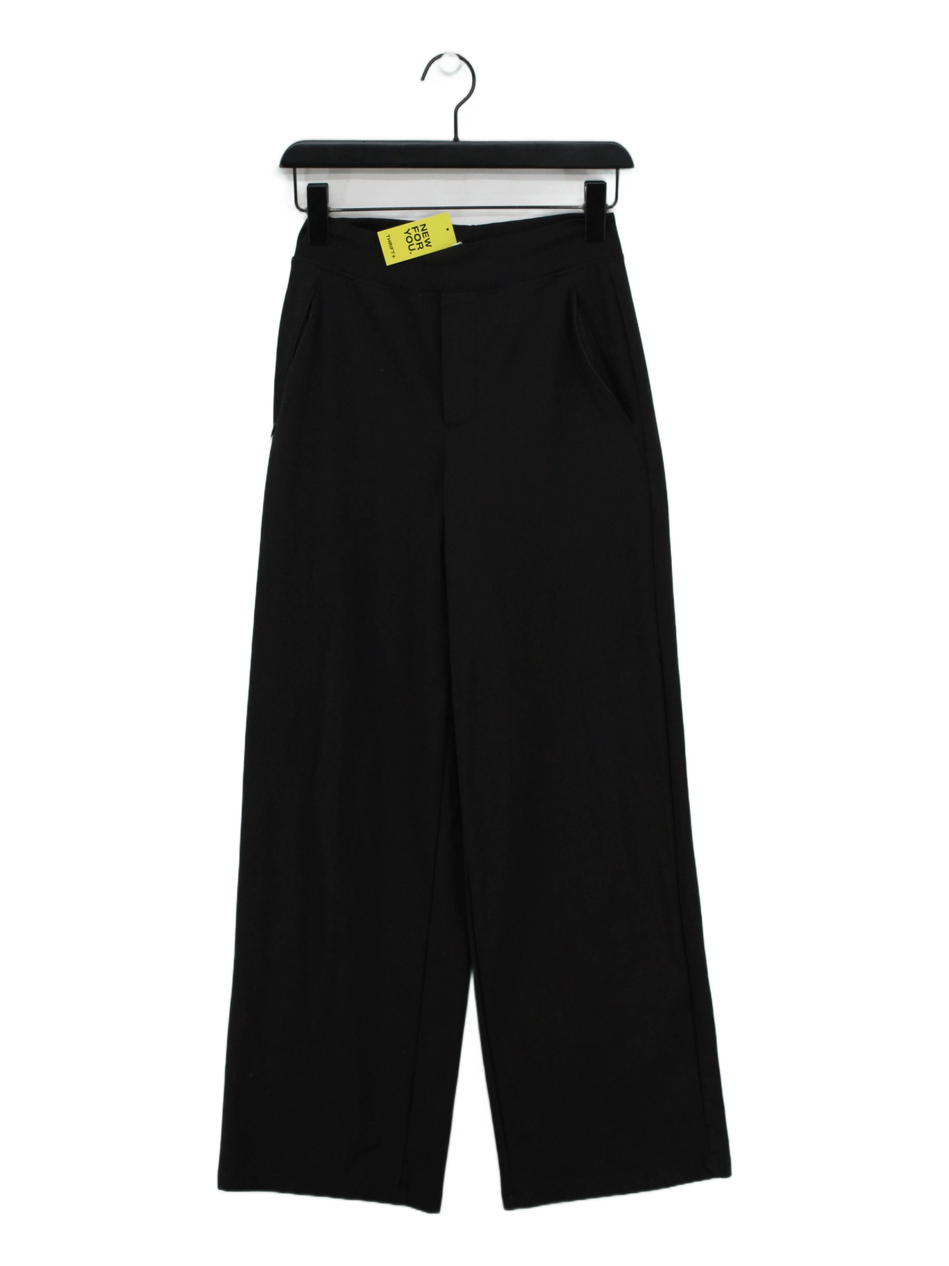 Ninepine Women's Trousers S Black Polyester with Spandex Wide-Leg Chino
