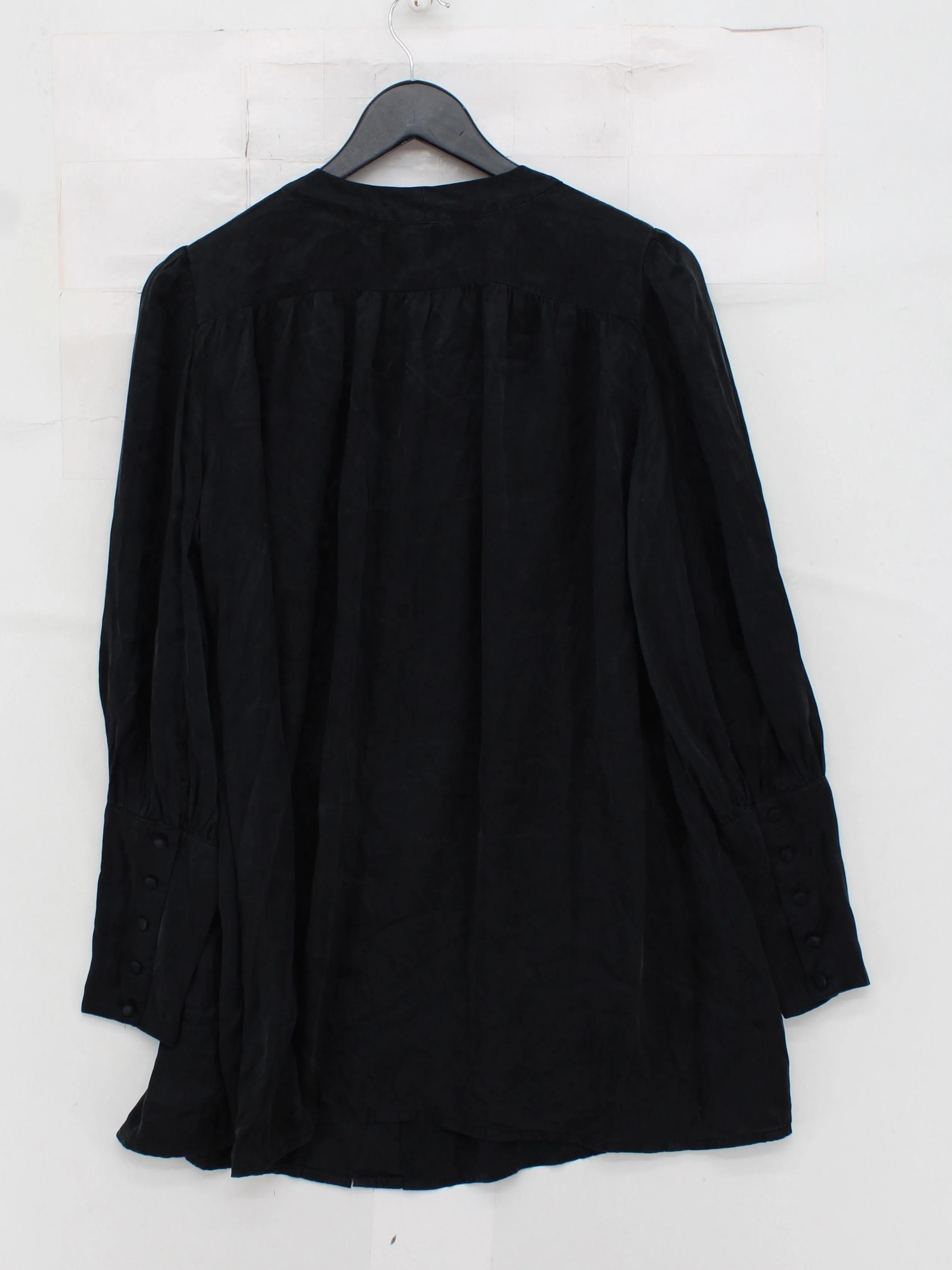 Noa Noa Women's Top M Black 100% Silk Long Sleeve Collared Tunic - Image 2