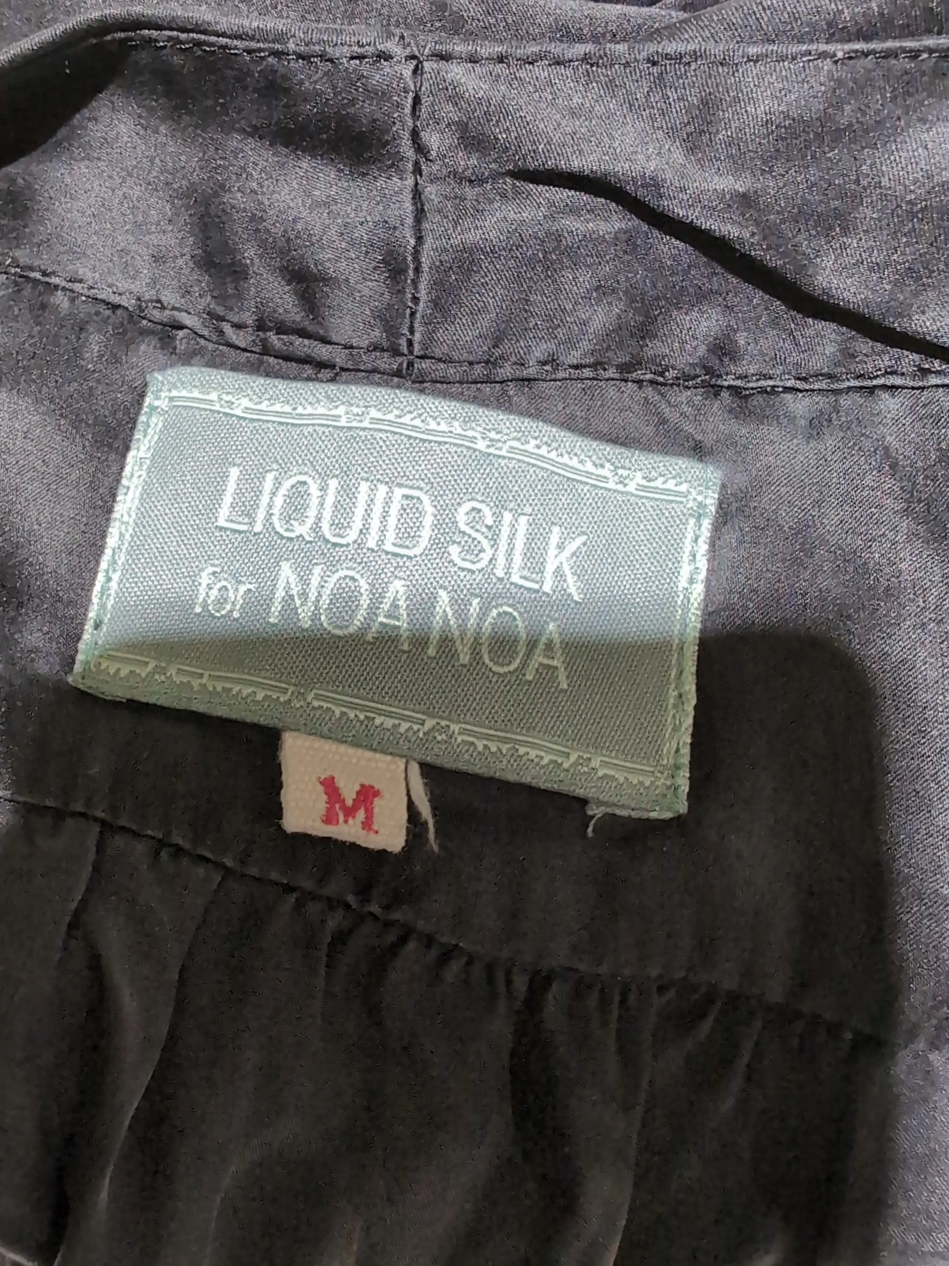 Noa Noa Women's Top M Black 100% Silk Long Sleeve Collared Tunic - Image 5