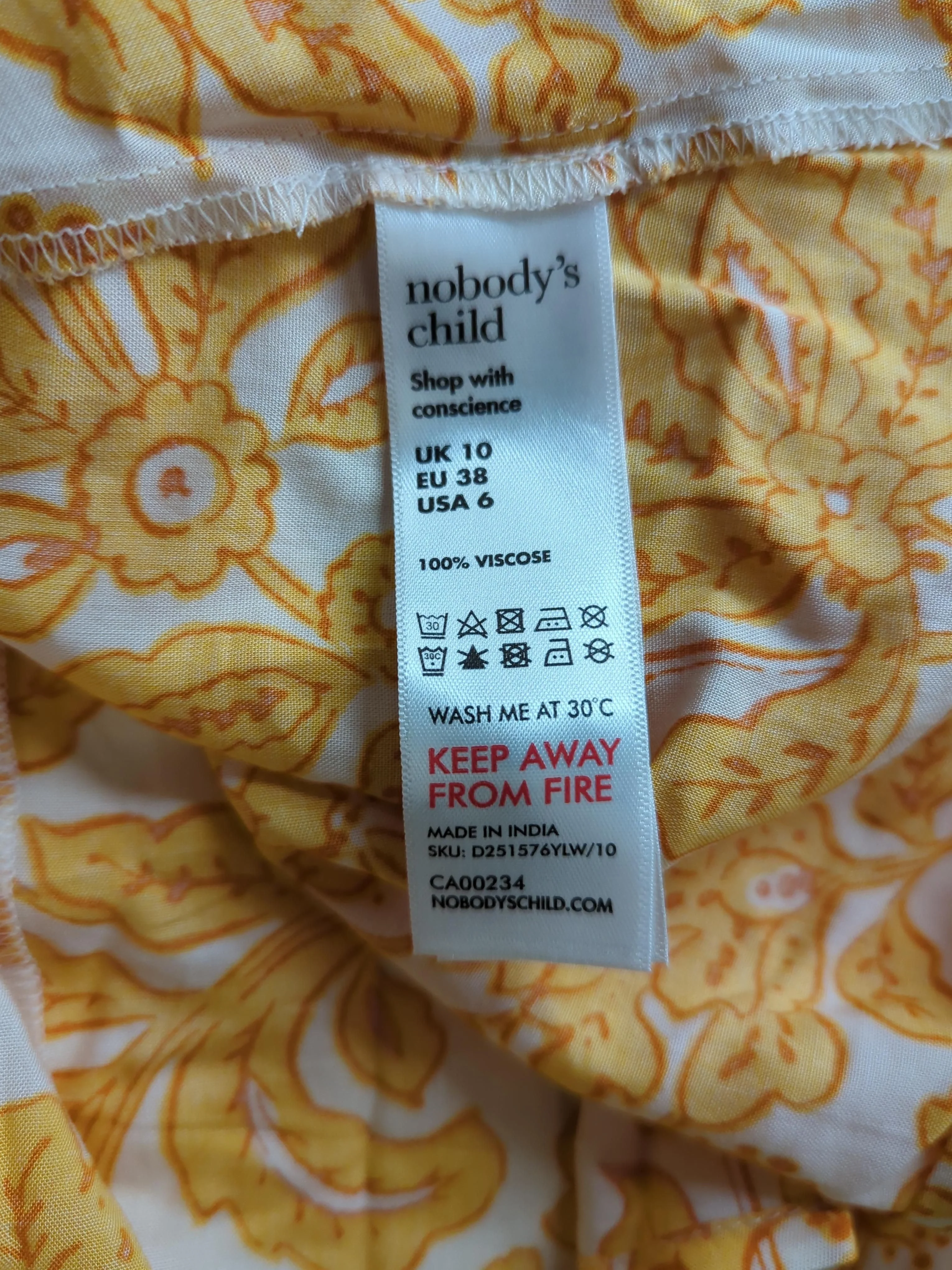 Nobody's Child Maxi Dress UK10 in Yellow - Image 6