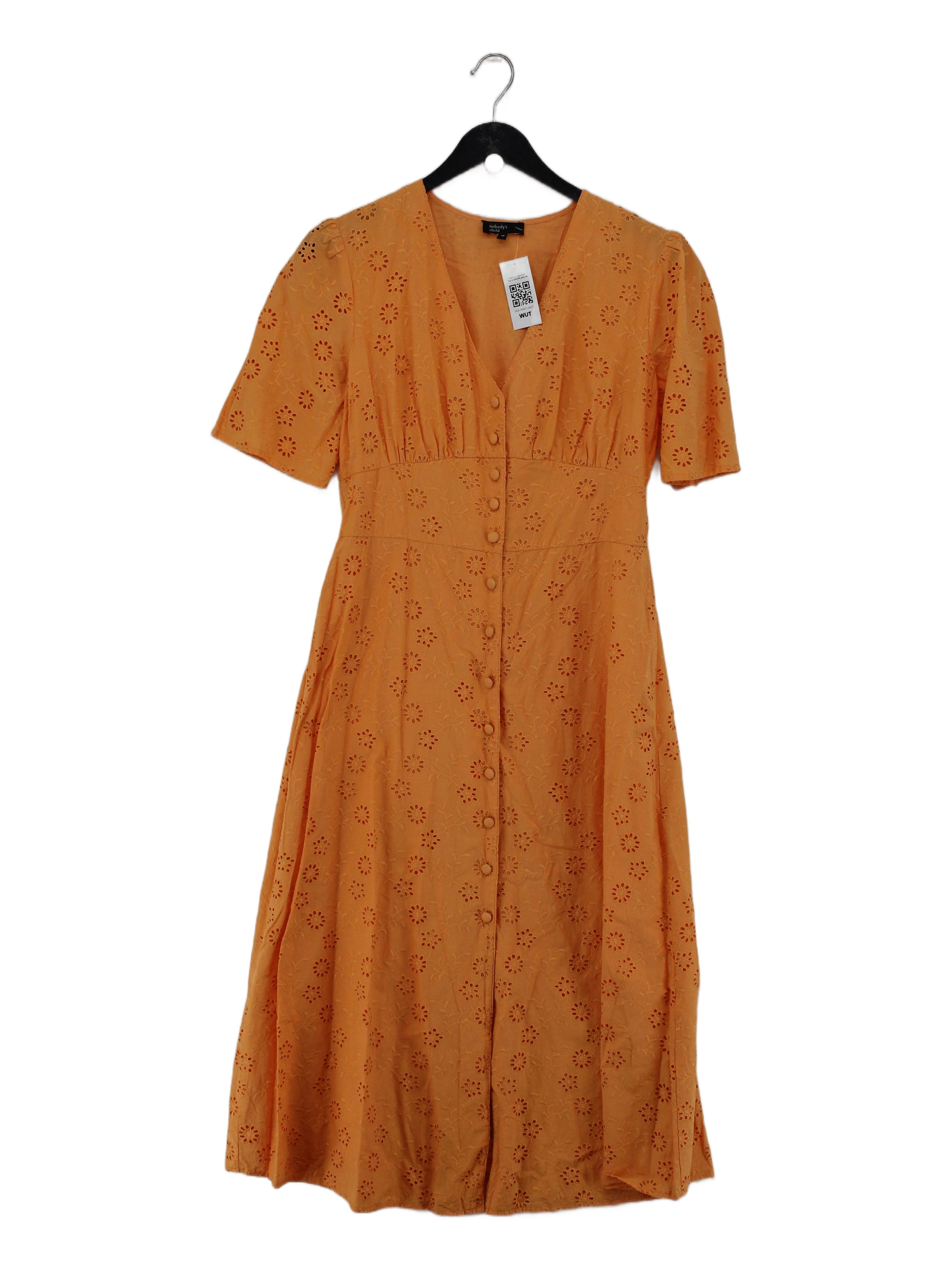 Nobody's Child Shirt Midi Dress UK10 in Orange
