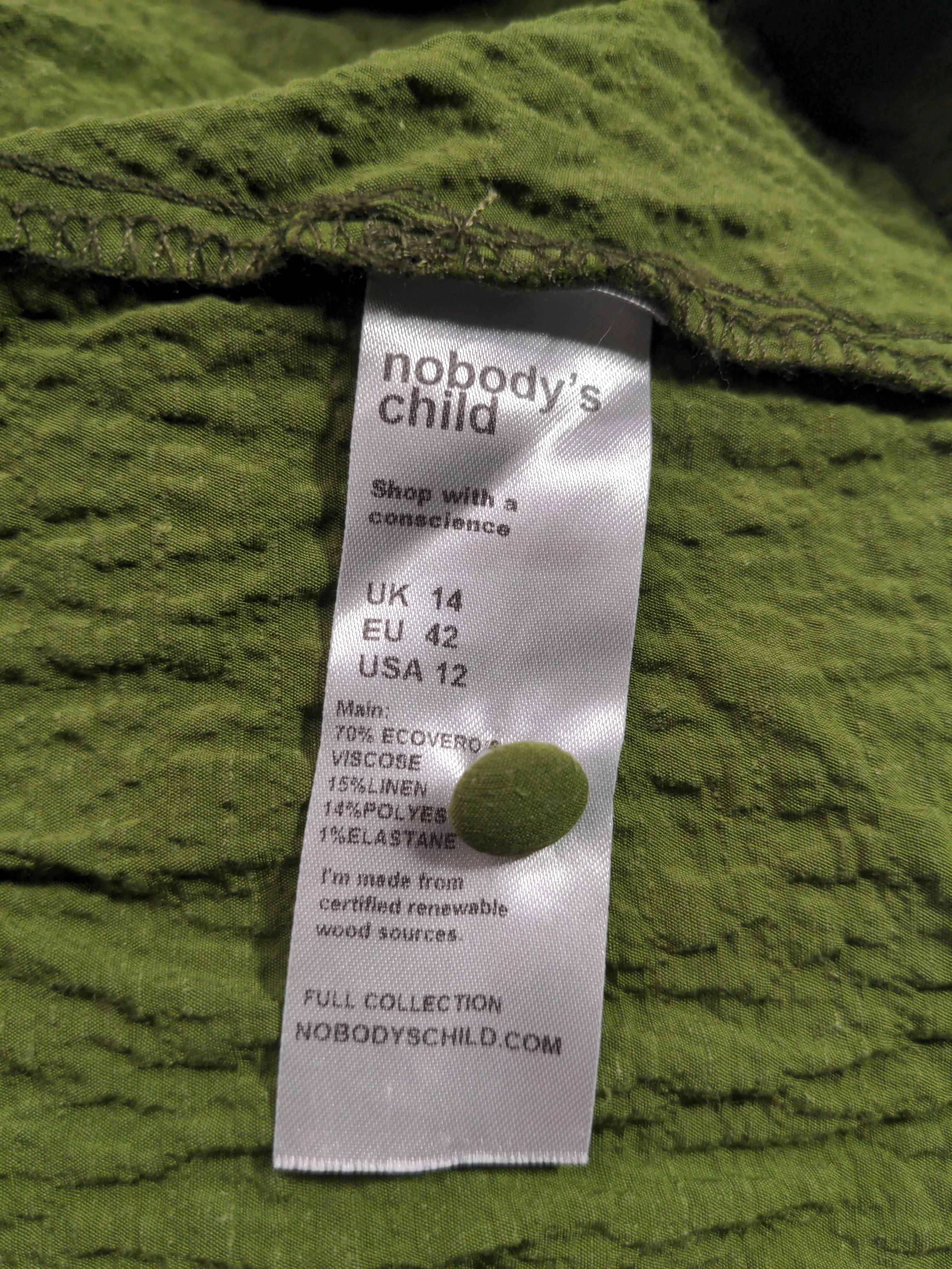 Nobody's Child Shirt Midi Dress UK14 in Green - Image 6