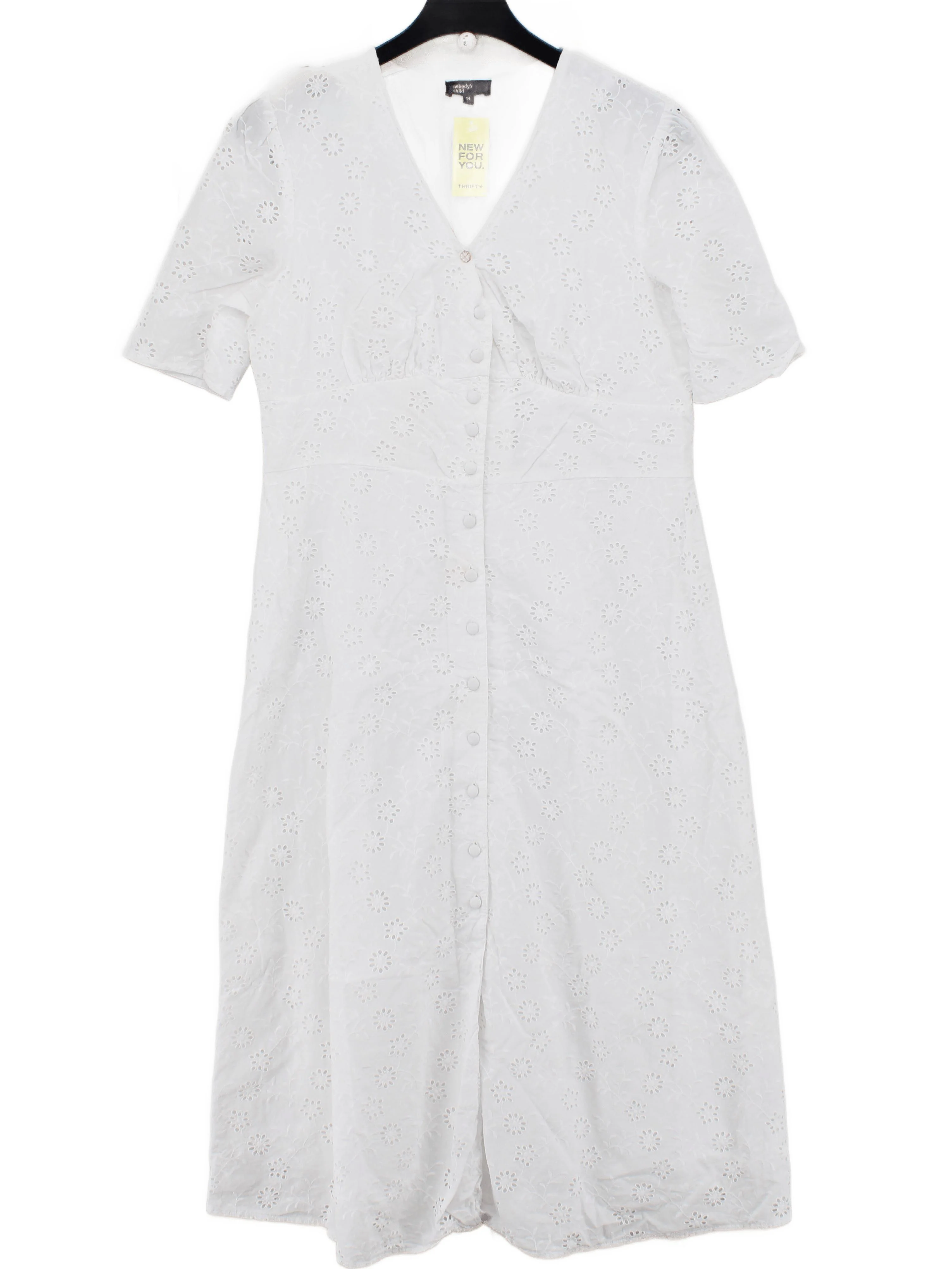 Nobody's Child Shirt Midi Dress UK14 in White