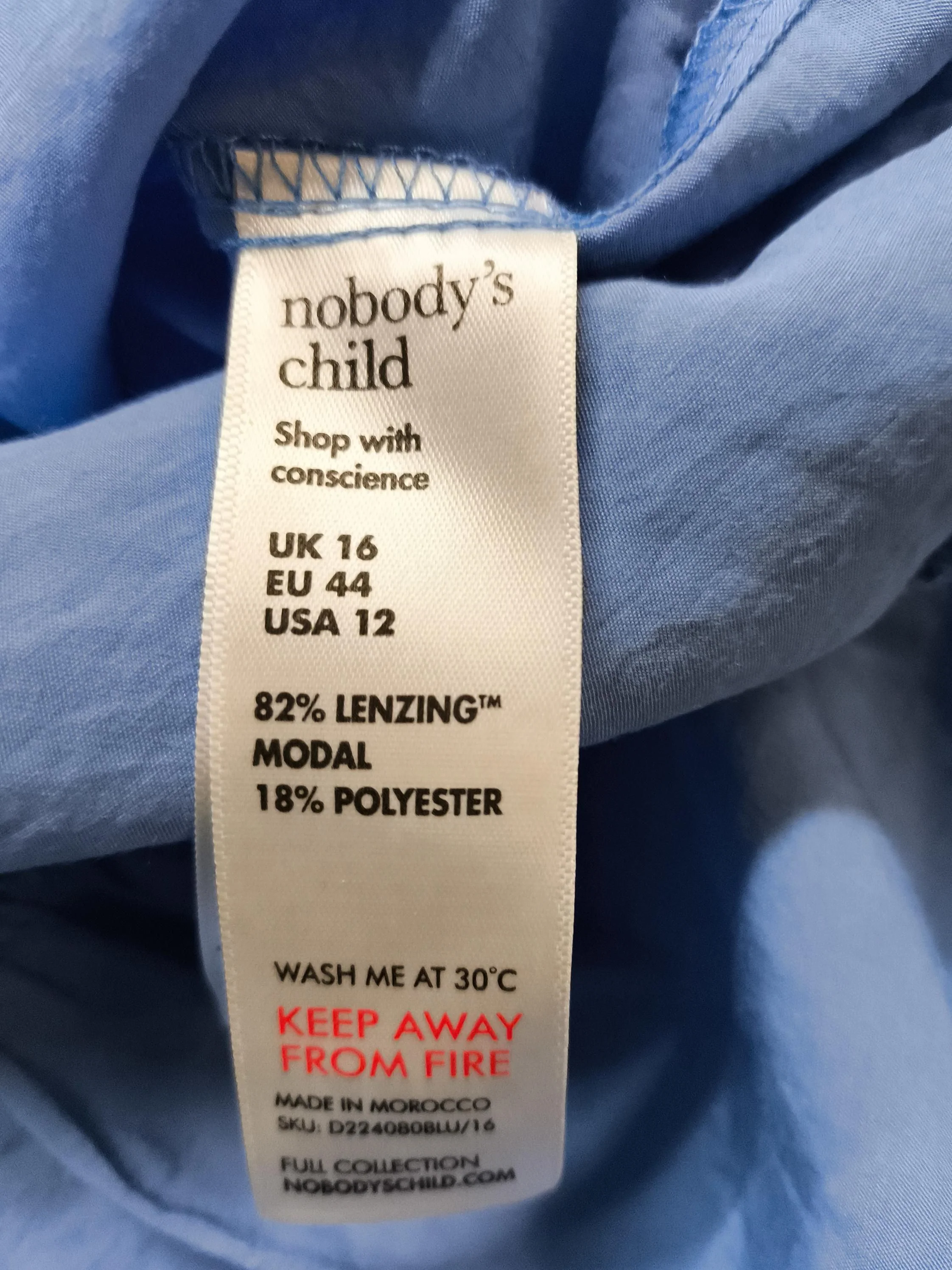 Nobody's Child Shirt Midi Dress UK16 in Blue - Image 6