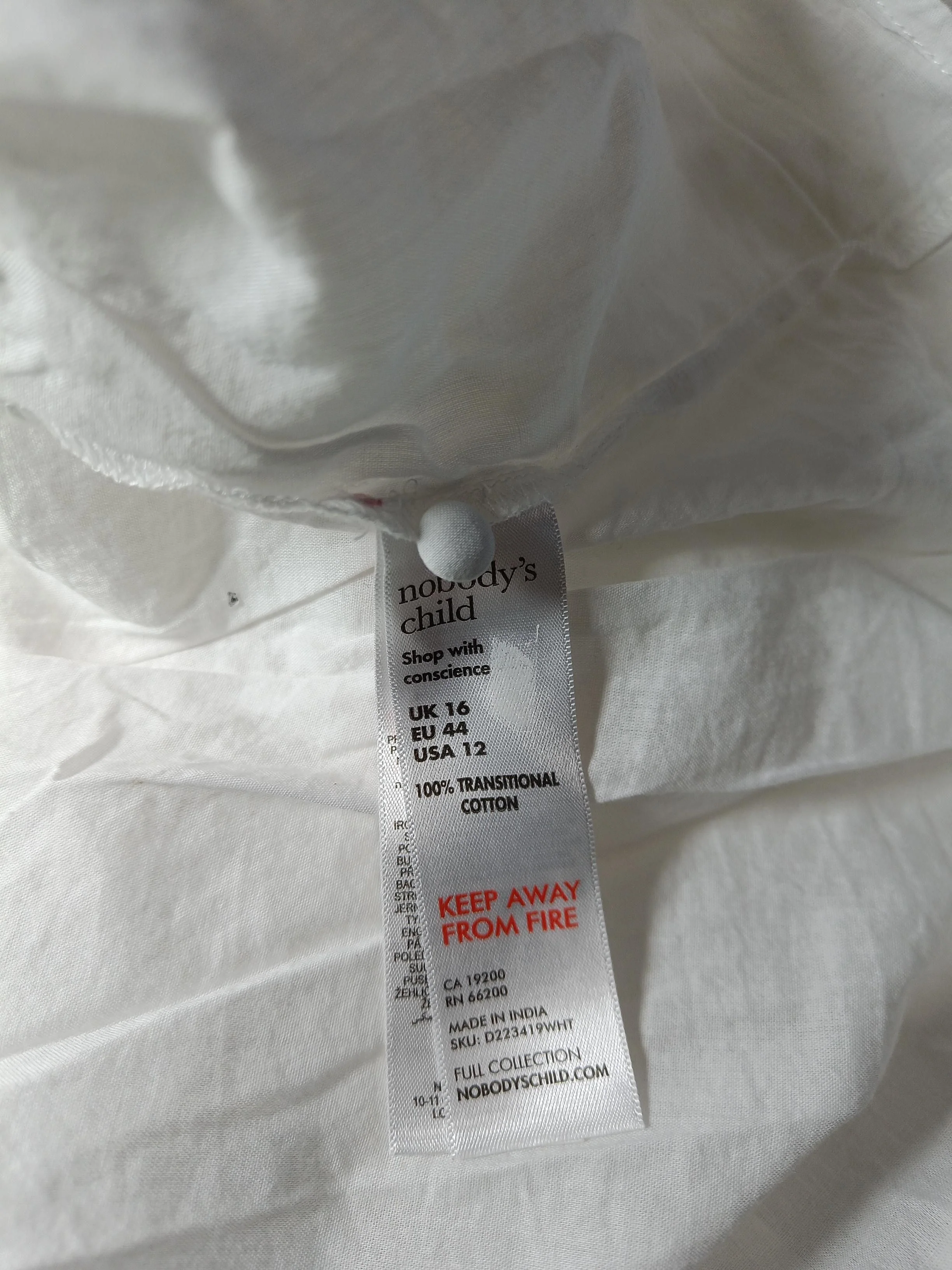 Nobody's Child Shirt Midi Dress UK16 in White - Image 7
