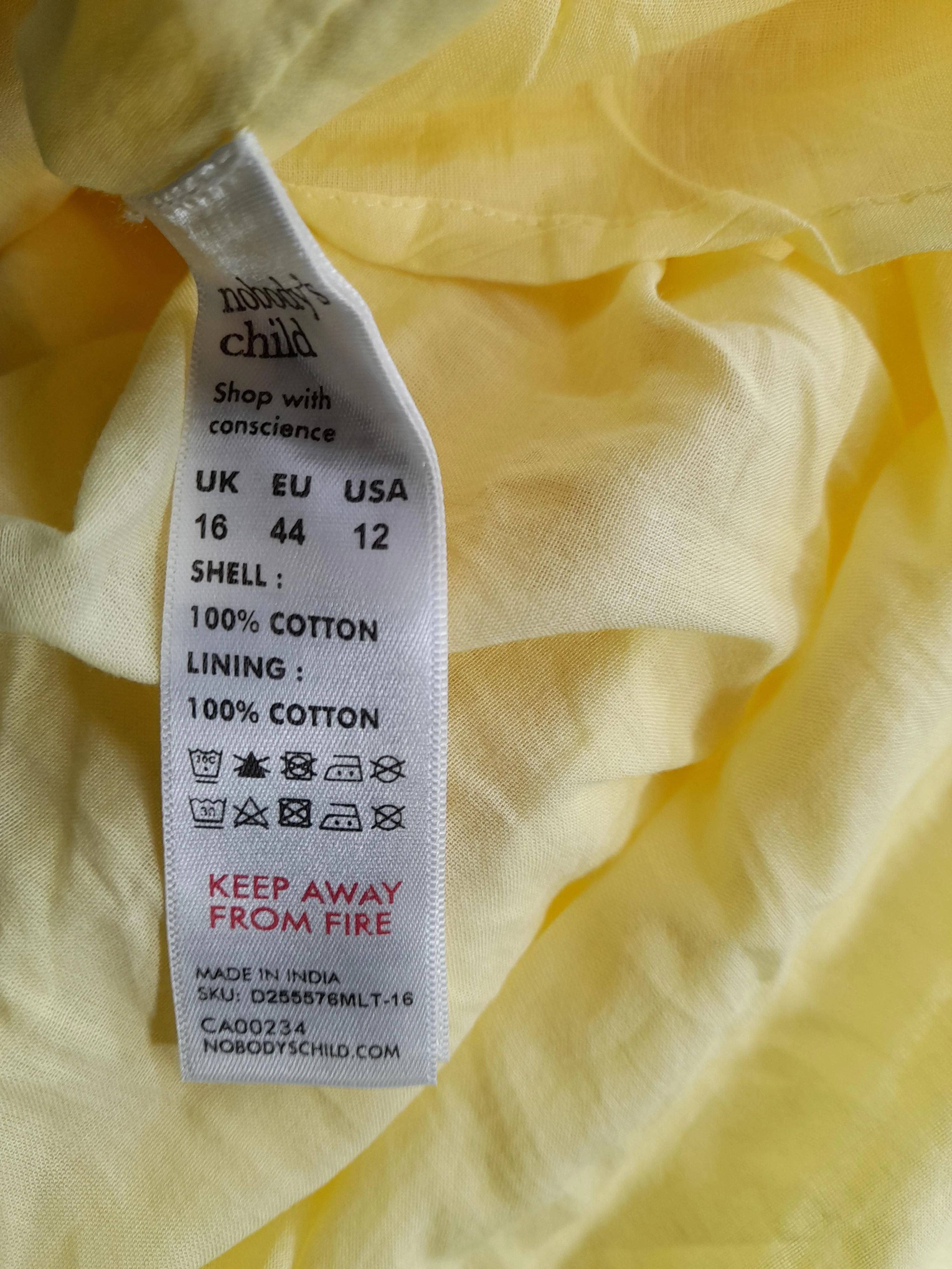 Nobody's Child Shirt Midi Dress UK16 in Yellow - Image 6