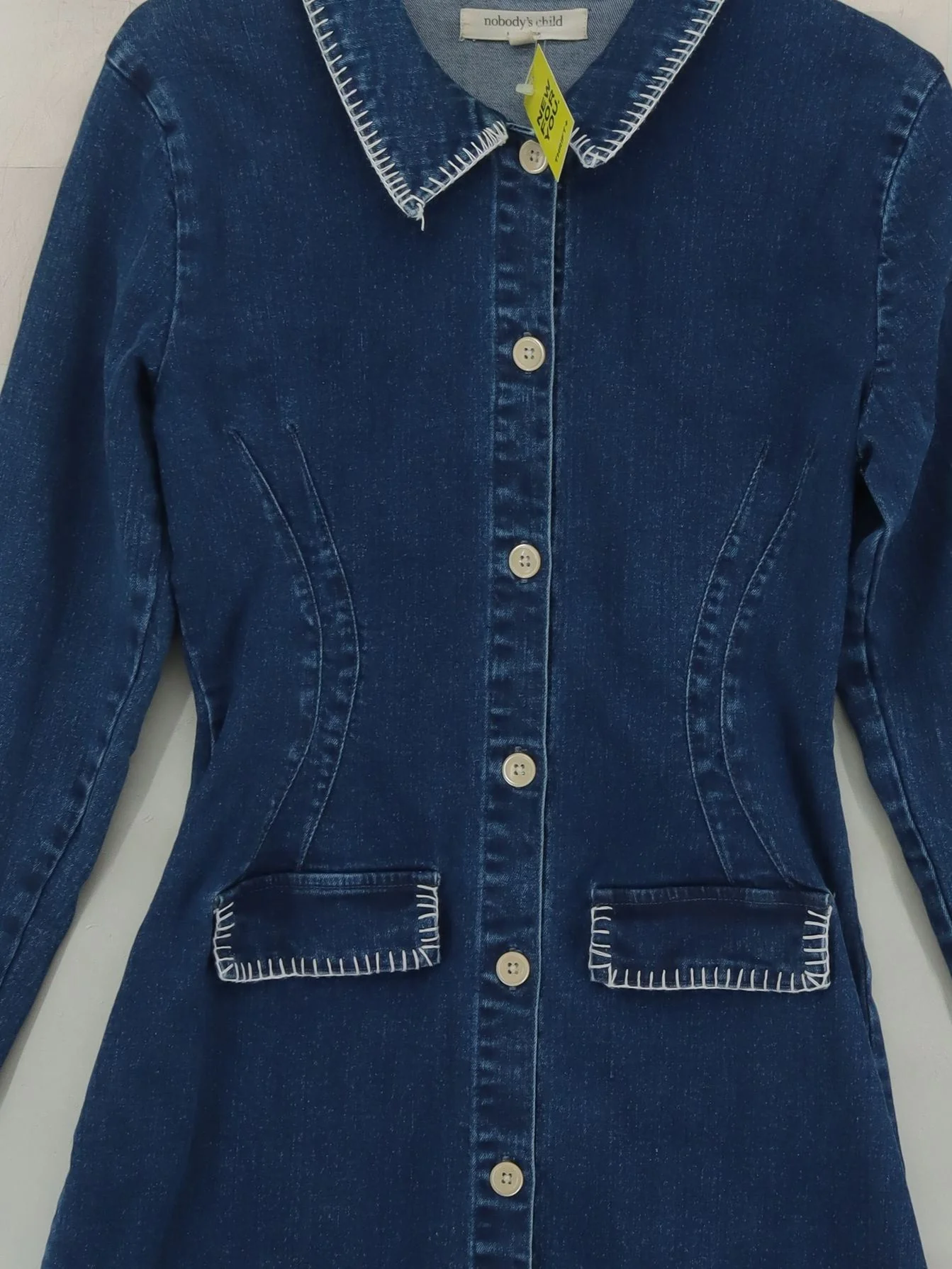 Nobody's Child Shirt Mini Dress UK10 in Blue - Image 3