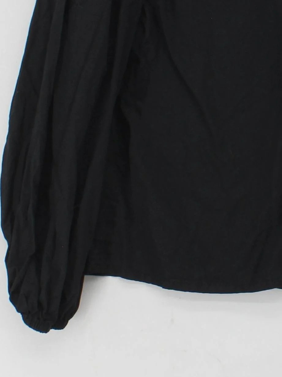 Nobody's Child Women's Blouse UK 12 Black 100% Cotton Long Sleeve Collared Basic - Image 4
