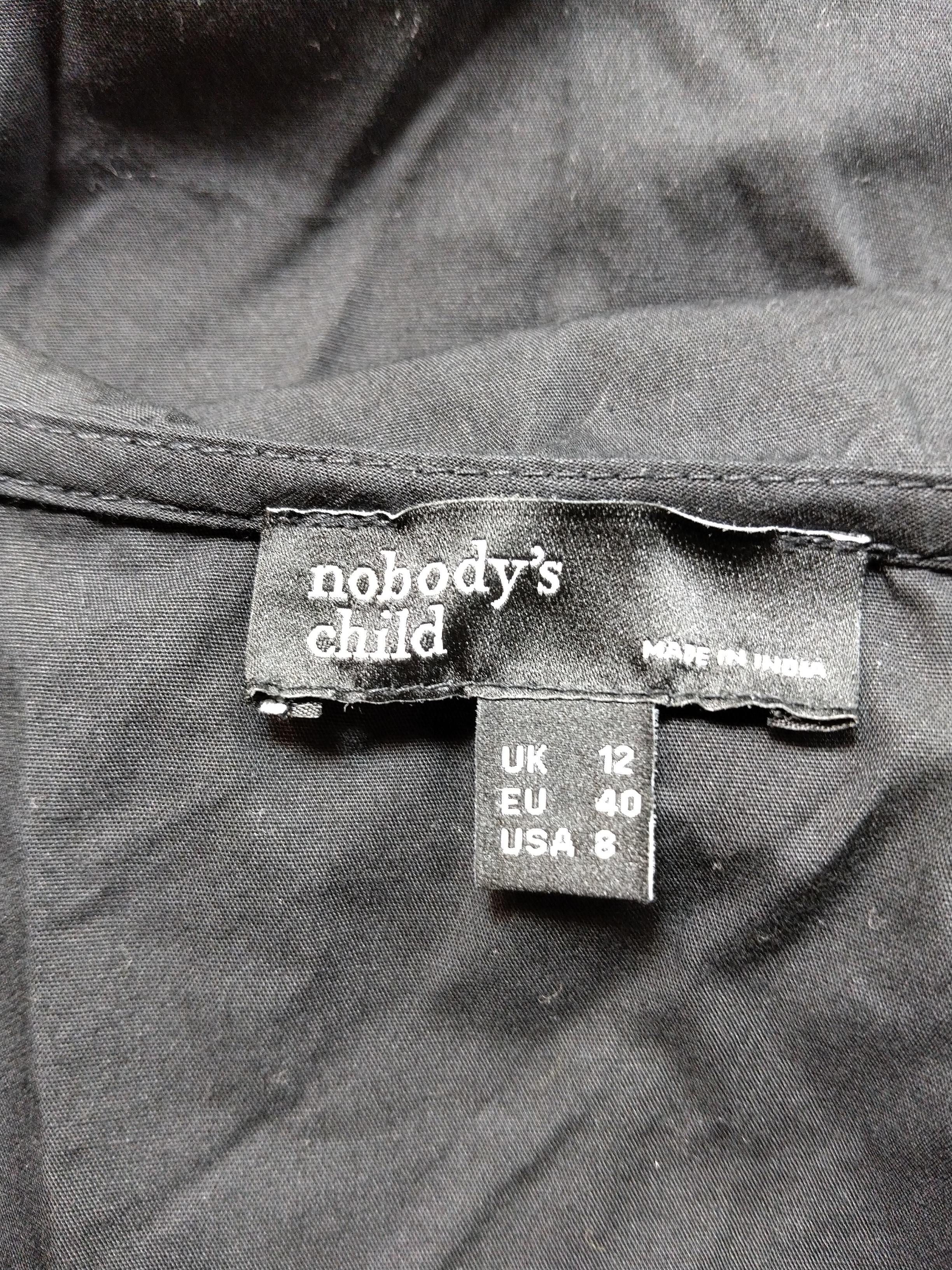 Nobody's Child Women's Blouse UK 12 Black 100% Cotton Long Sleeve Collared Basic - Image 6