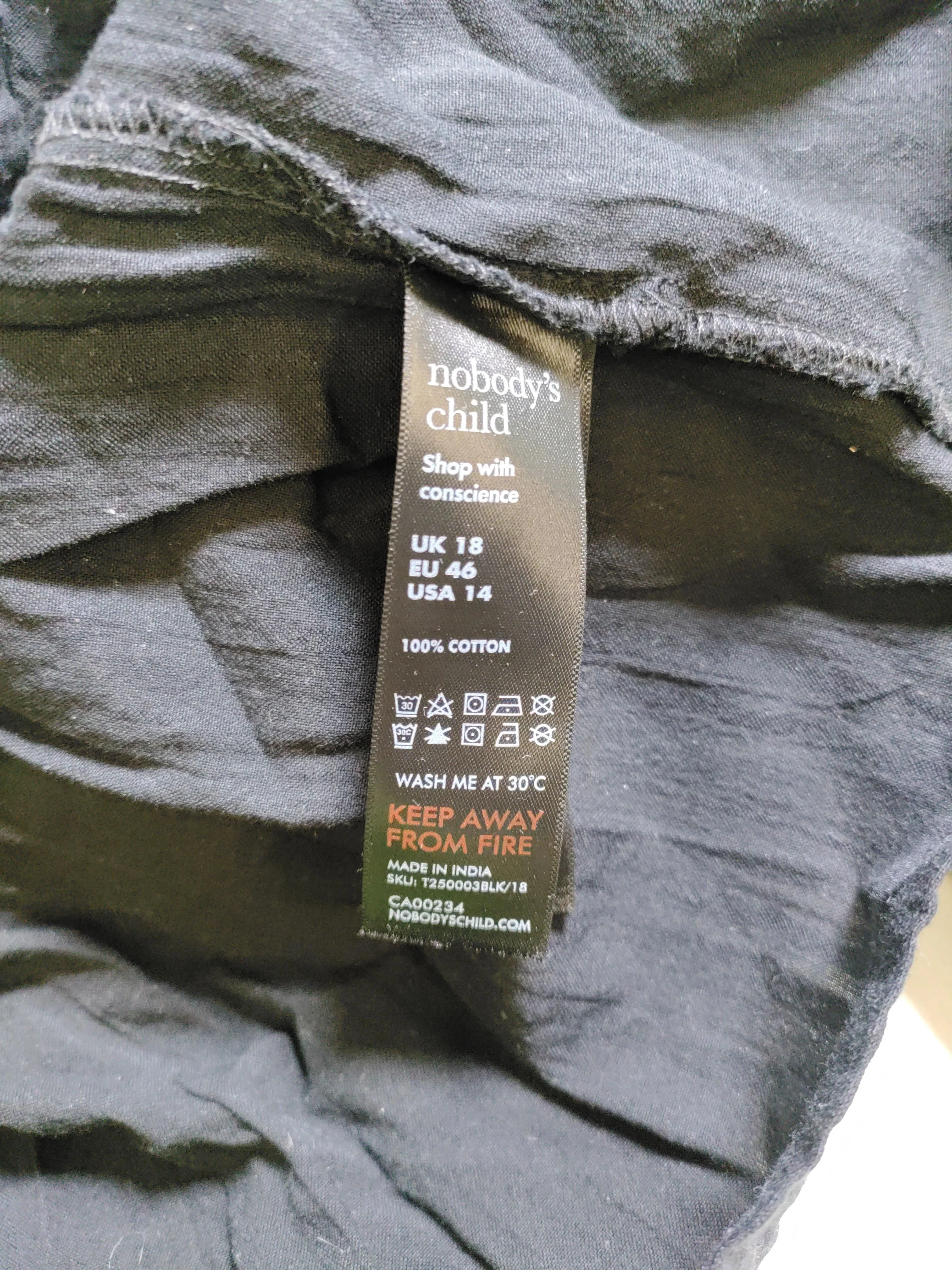 Nobody's Child Women's Blouse UK 18 Black 100% Cotton Basic New with tags - Image 6
