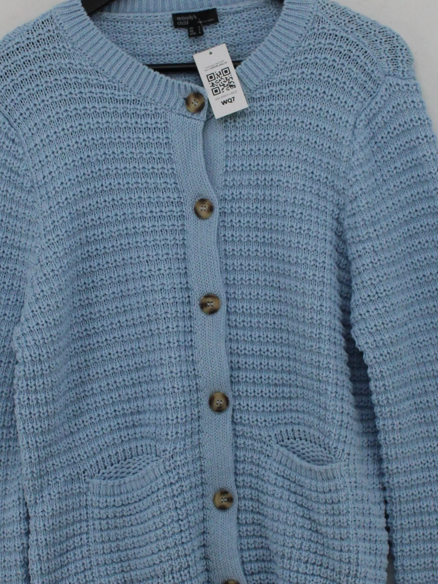 Nobody's Child Women's Cardigan L Blue Polyester with Cotton Crew Neck Cardigan - Image 3