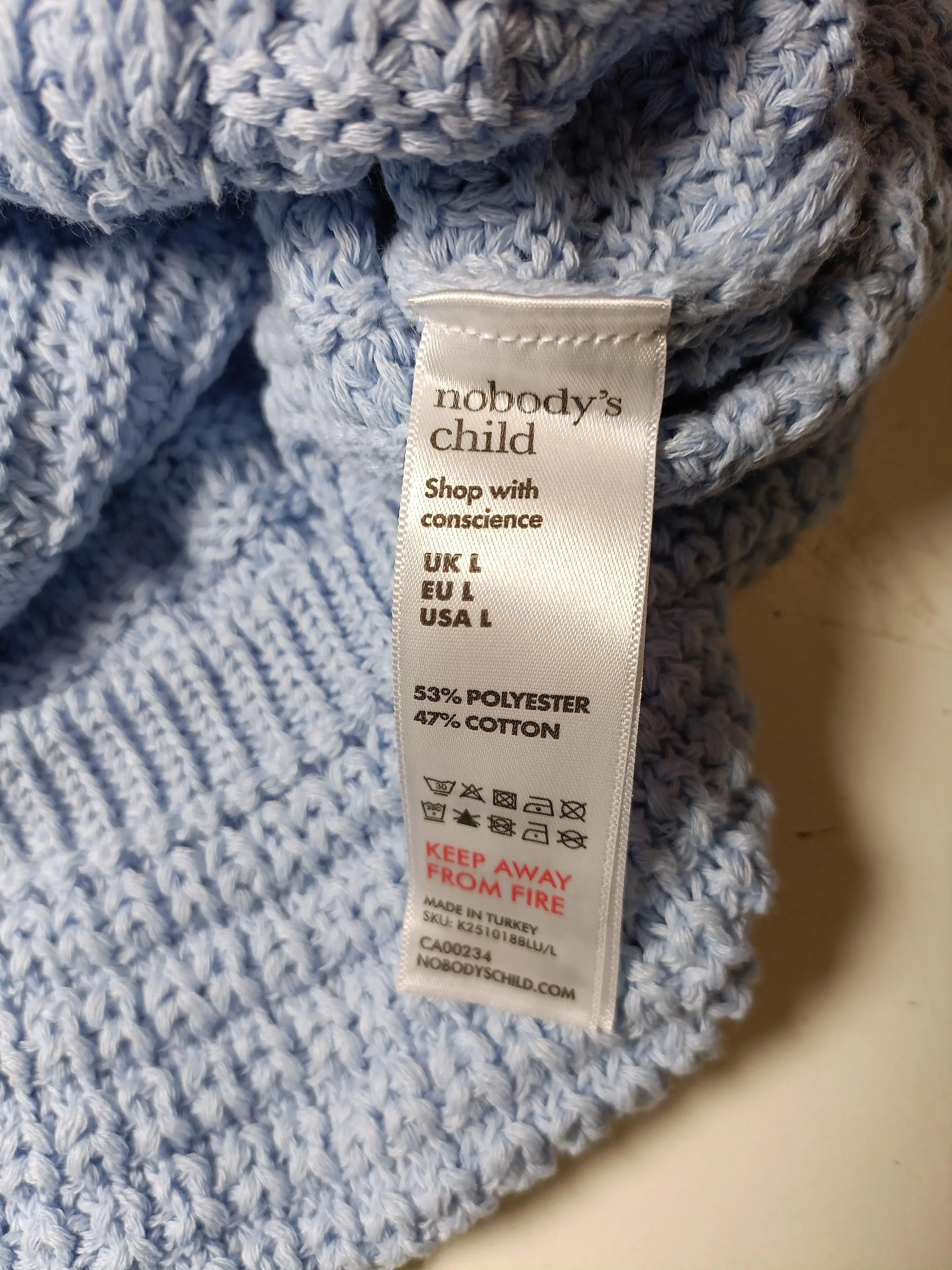 Nobody's Child Women's Cardigan L Blue Polyester with Cotton Crew Neck Cardigan - Image 6