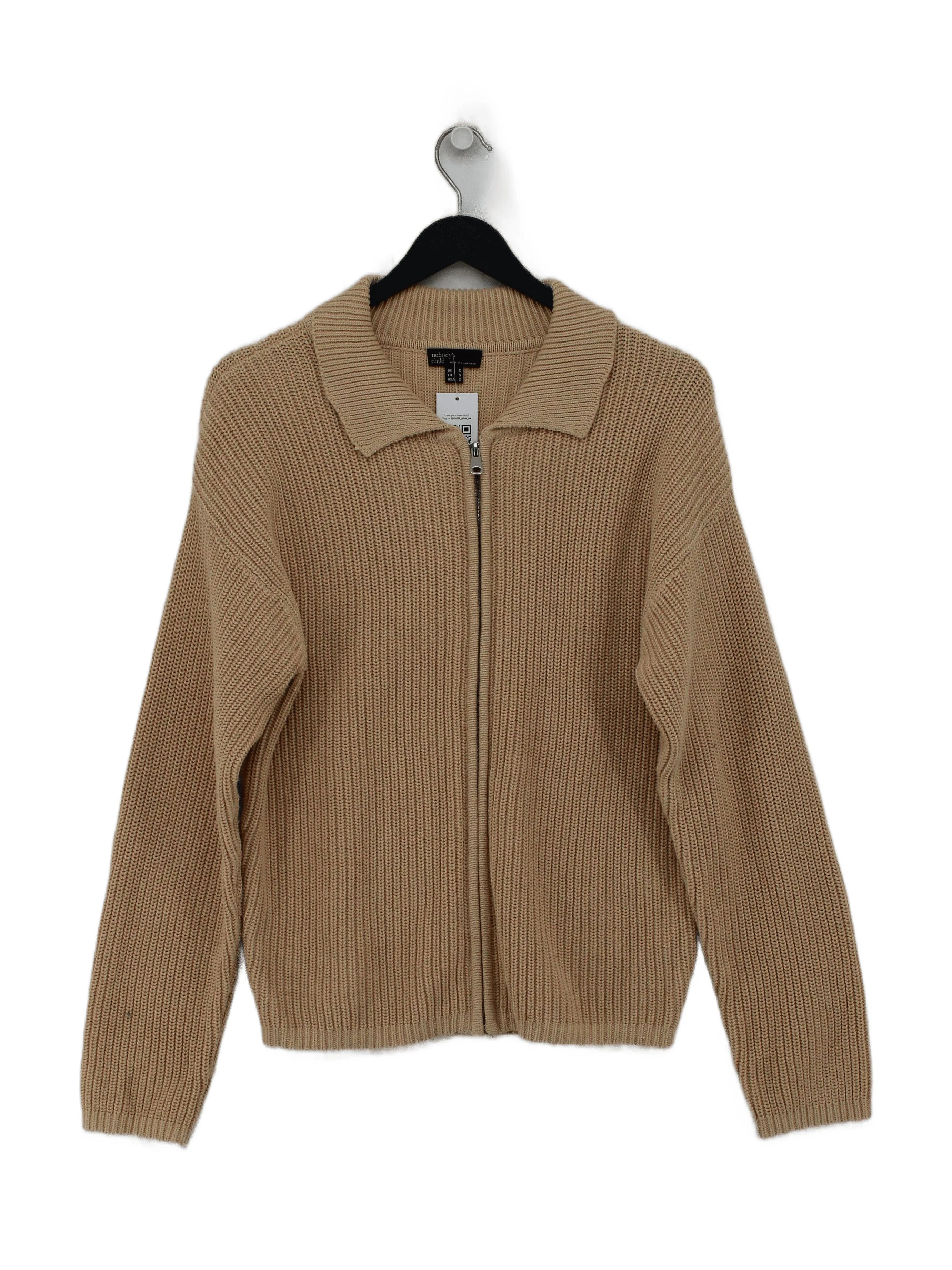 Nobody's Child Women's Cardigan S Tan 100% Cotton Collared Cardigan