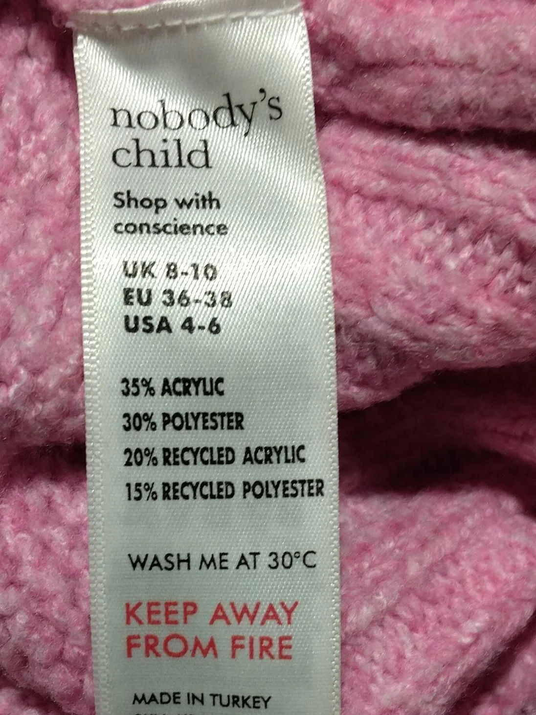 Nobody's Child Women's Jumper UK 8 Pink Acrylic with Polyester Pullover - Image 6