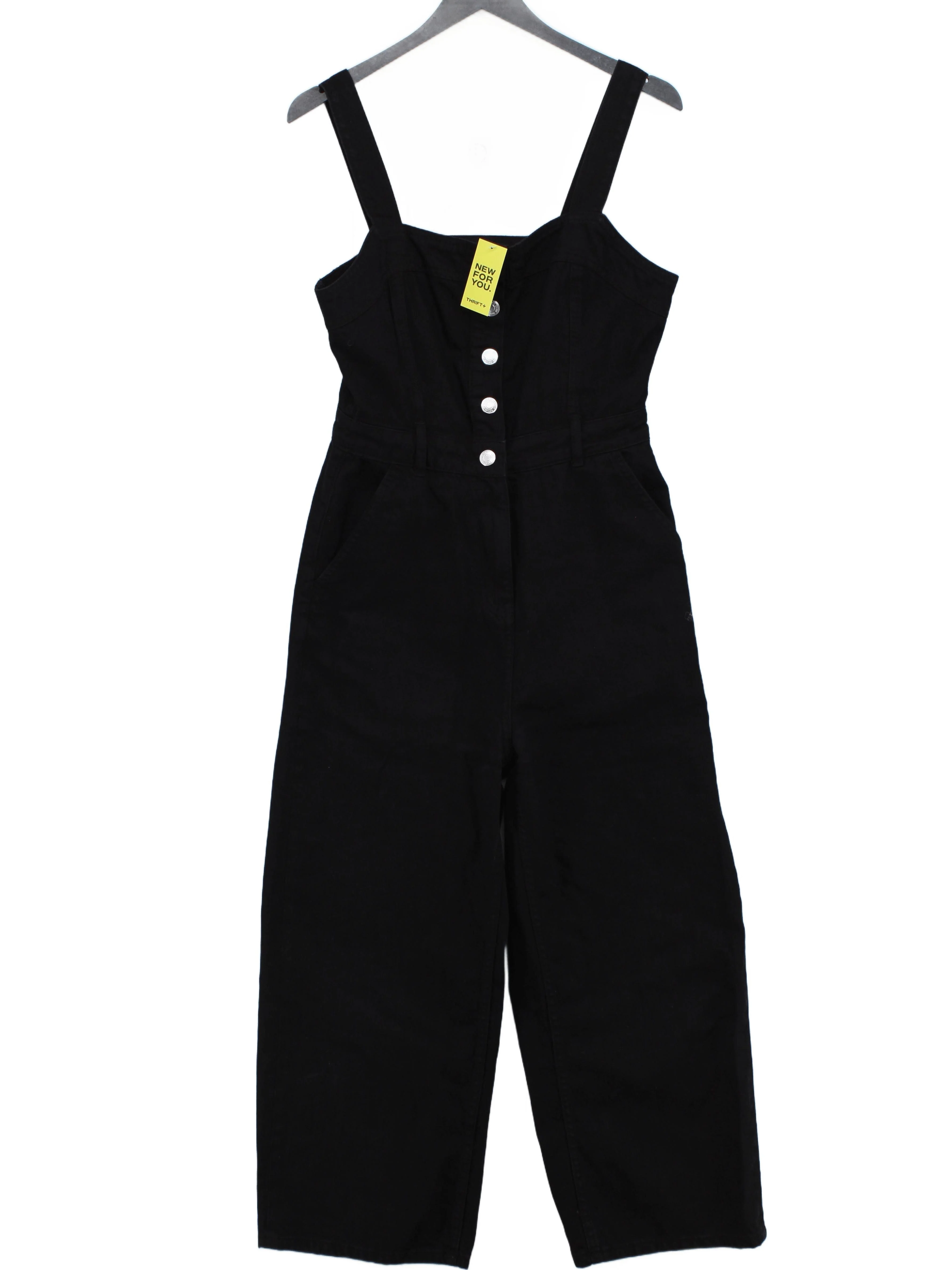 Nobody's Child Women's Jumpsuit UK 10 Black 100% Cotton Wide-Leg Jumpsuit
