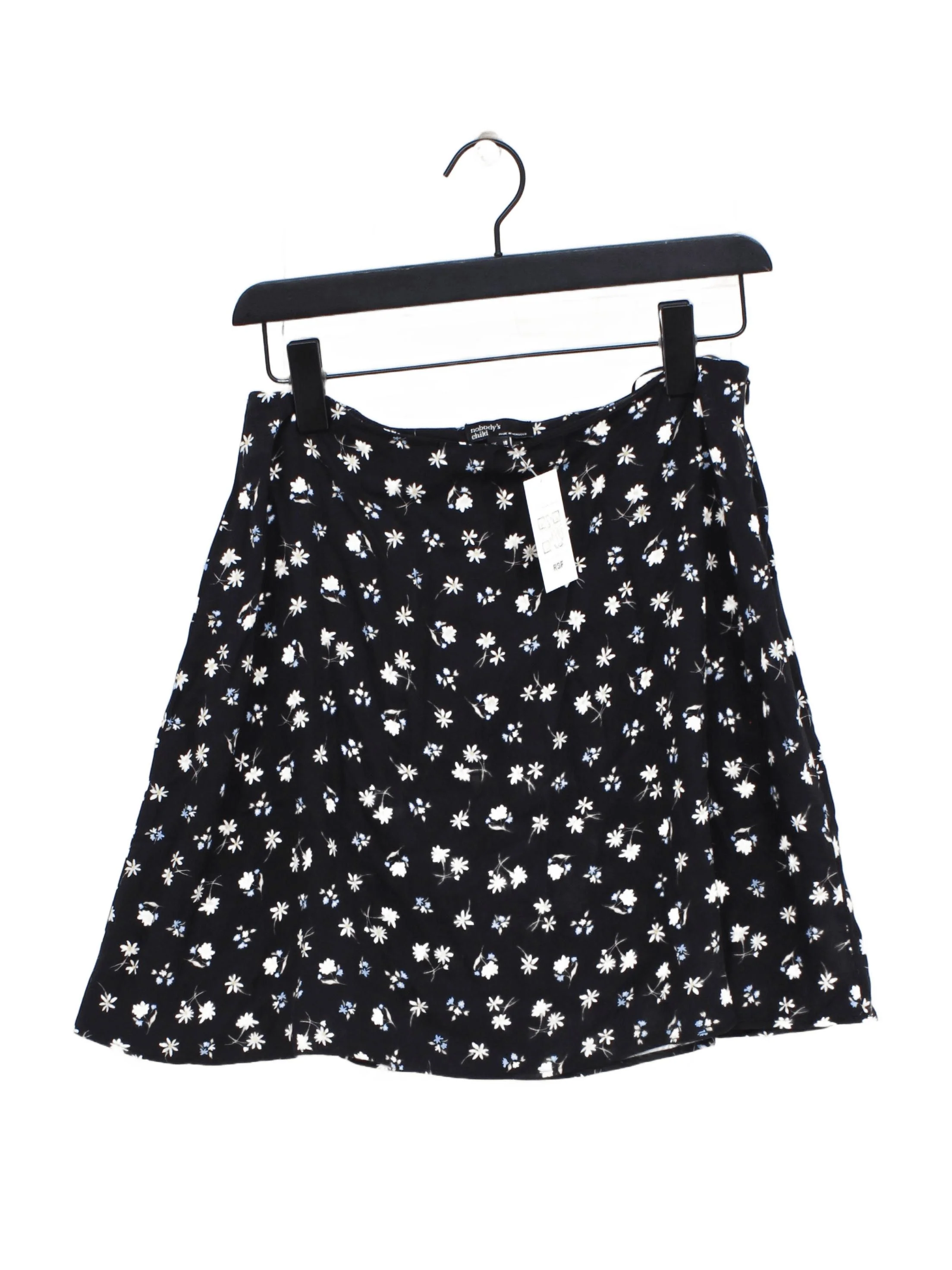 Nobody's Child Women's Mini Skirt M Black Floral 100% Viscose Short Mini