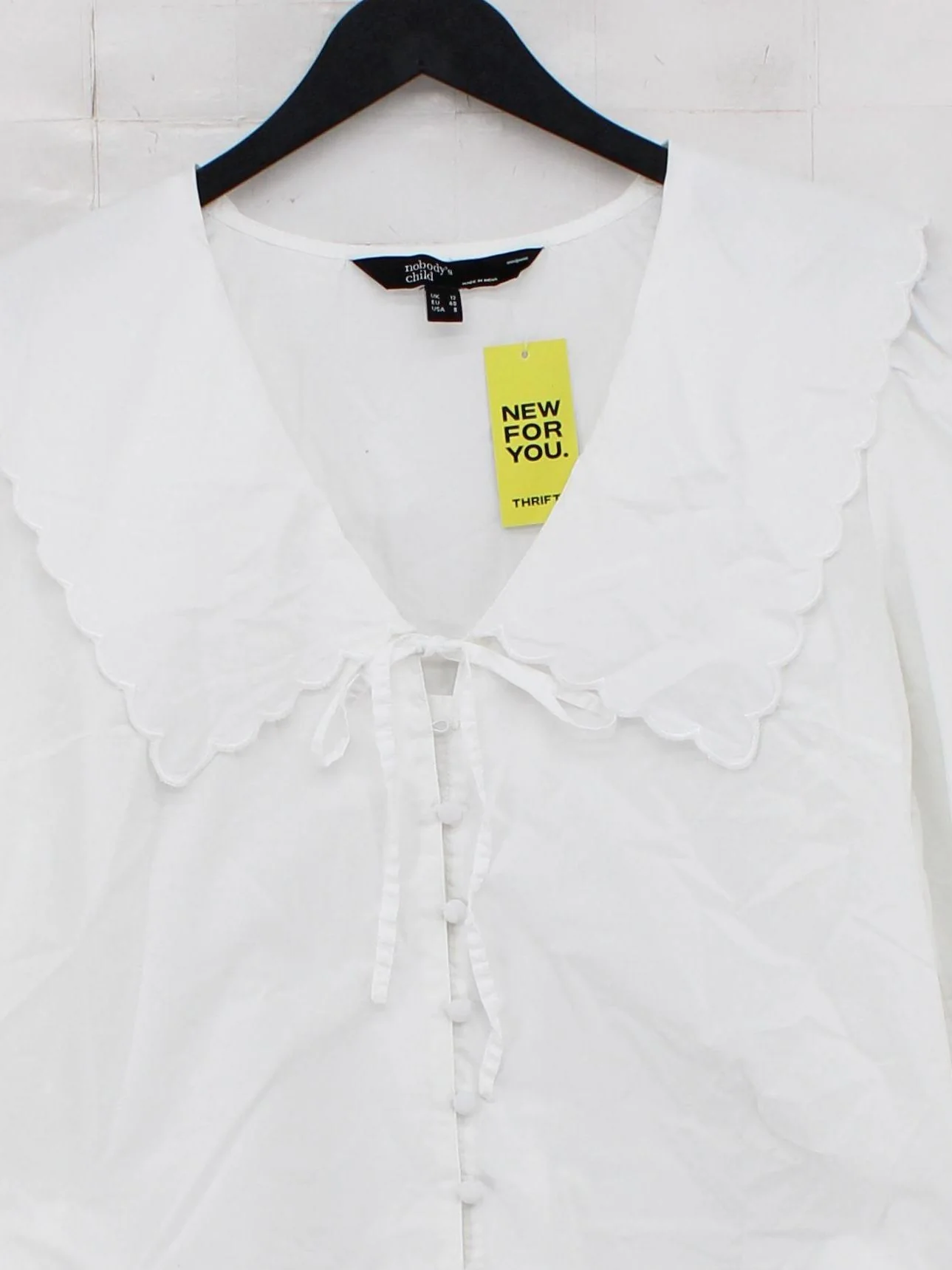 Nobody's Child Women's Shirt UK 12 White 100% Cotton Long Sleeve Collared Basic - Image 3
