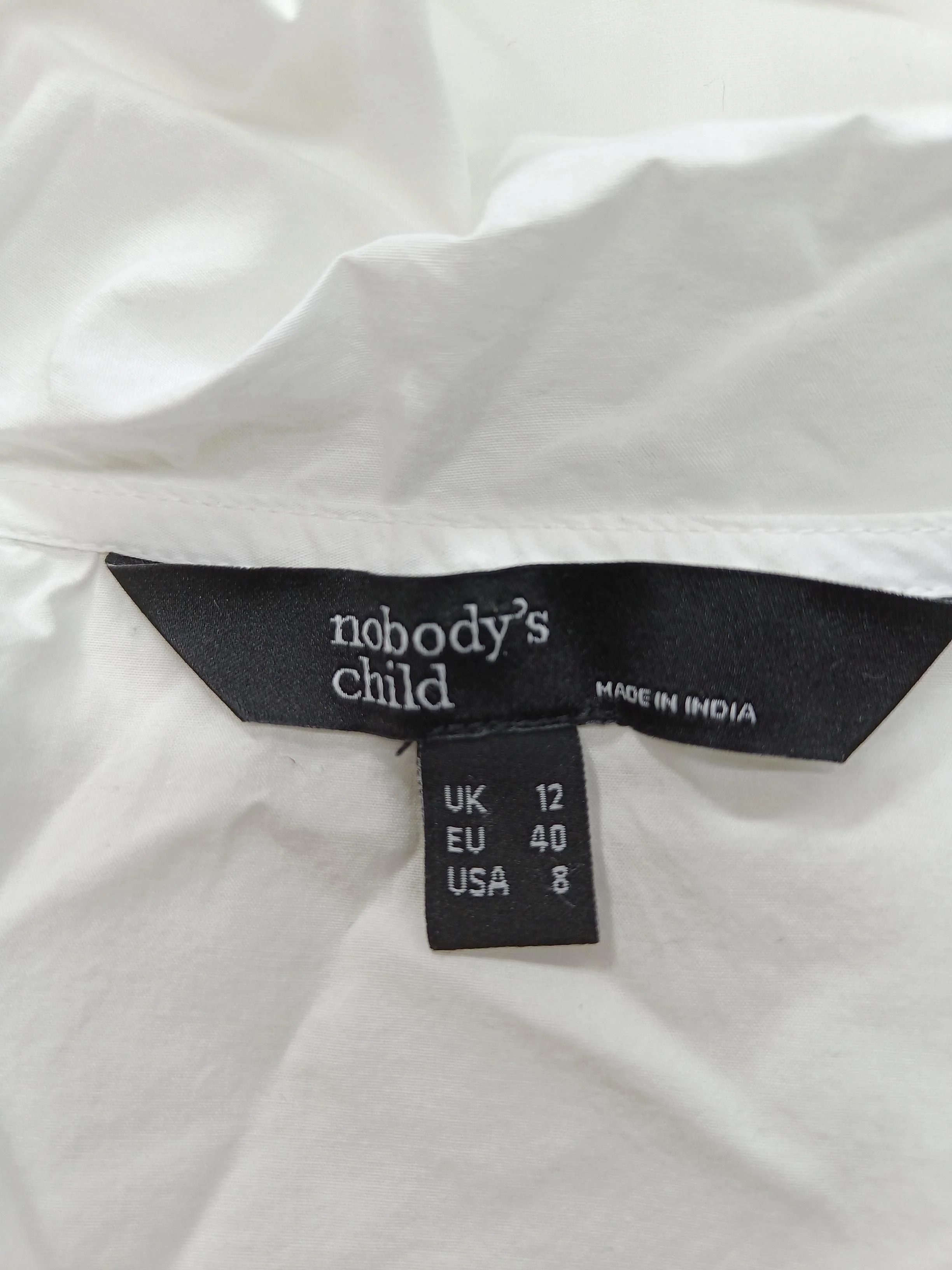 Nobody's Child Women's Shirt UK 12 White 100% Cotton Long Sleeve Collared Basic - Image 5