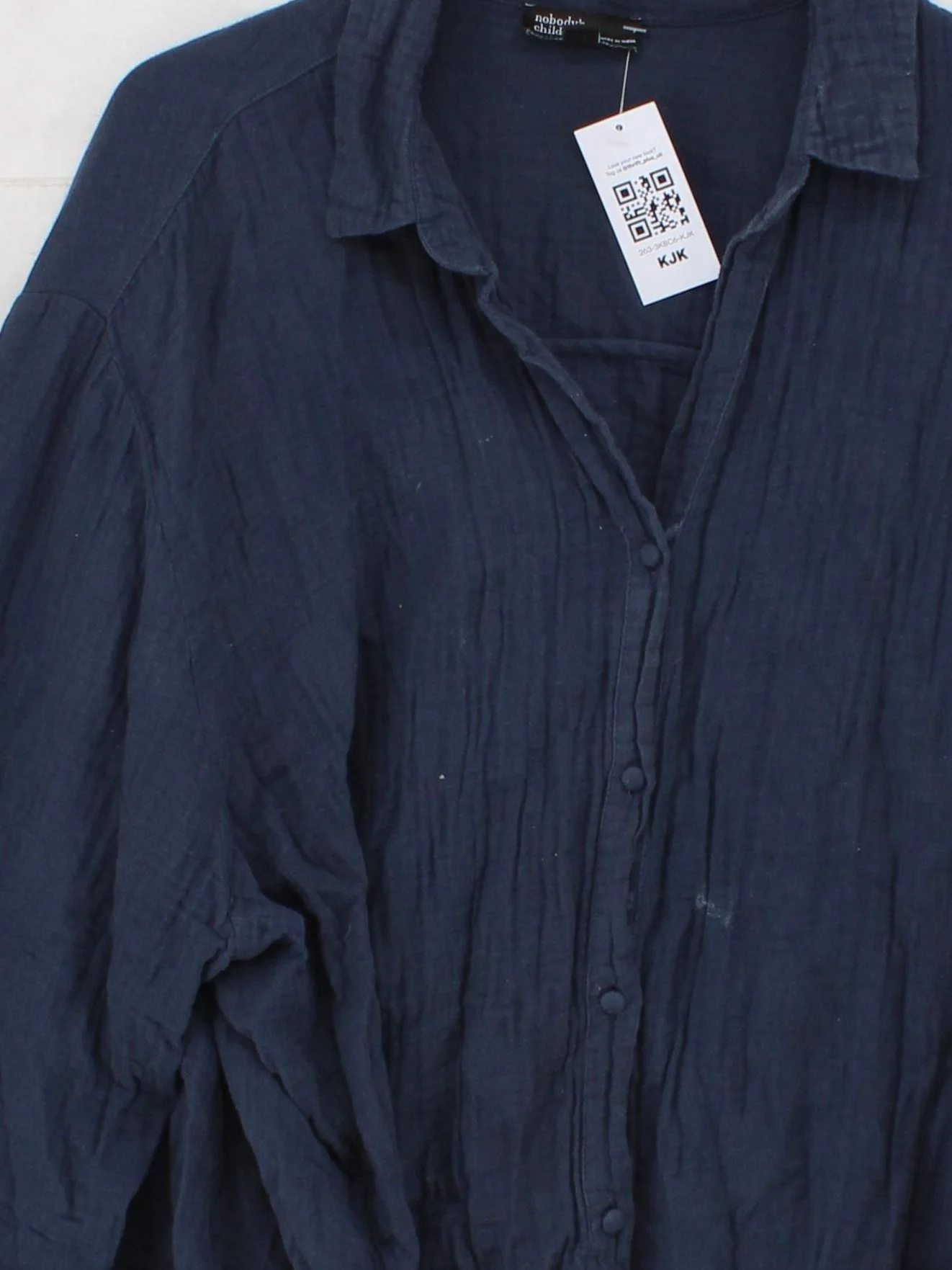 Nobody's Child Women's Shirt UK 14 Blue 100% Cotton Long Sleeve Collared Basic - Image 3