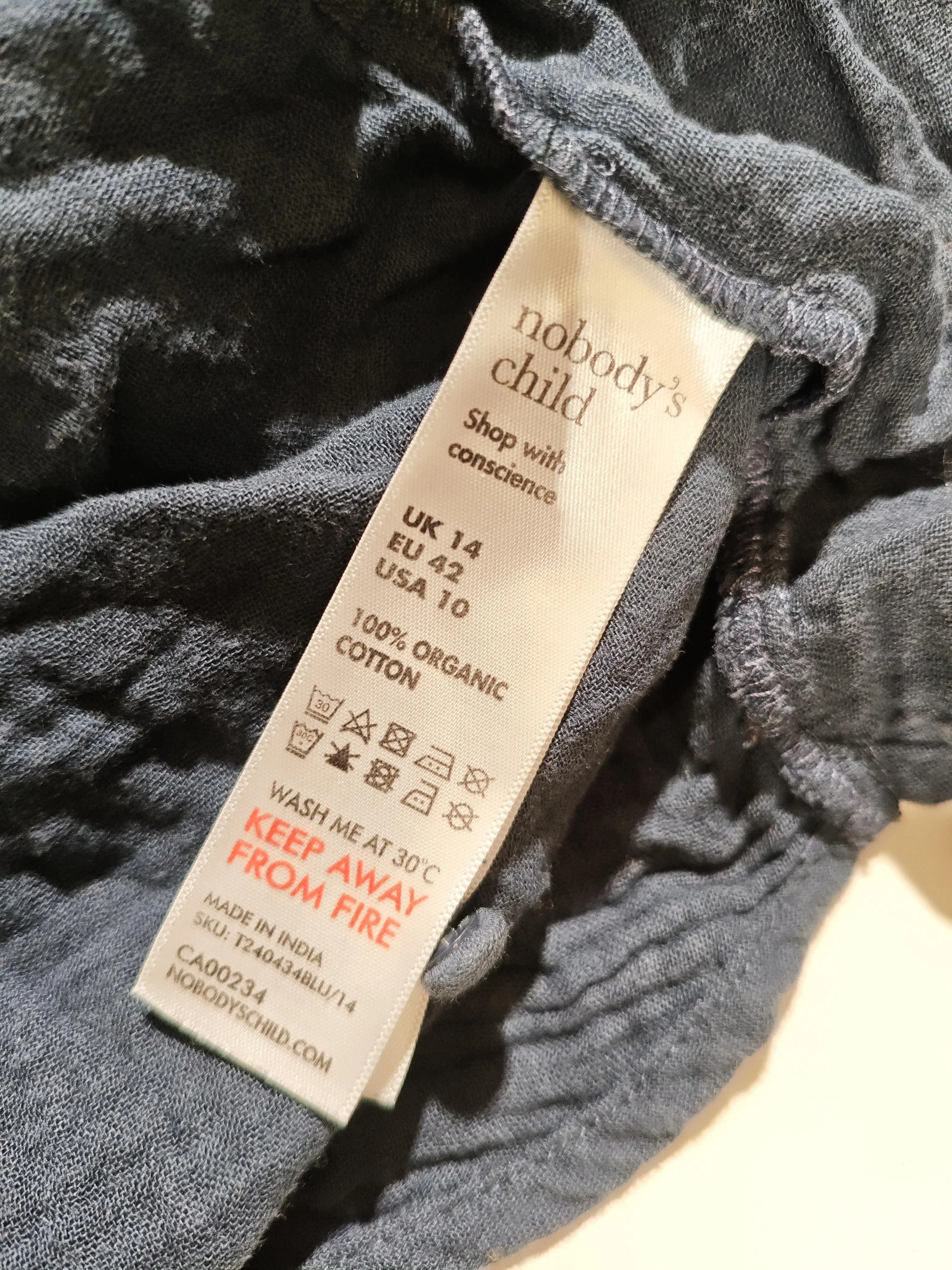 Nobody's Child Women's Shirt UK 14 Blue 100% Cotton Long Sleeve Collared Basic - Image 8