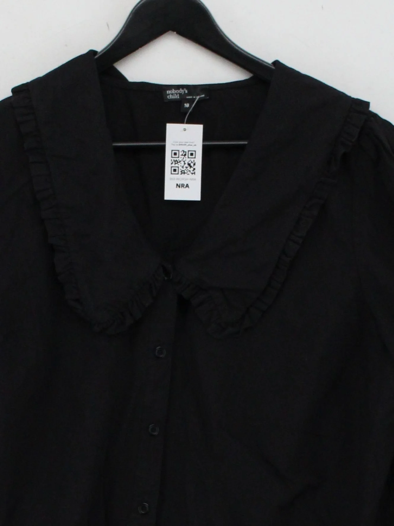 Nobody's Child Women's Shirt UK 18 Black 100% Cotton Long Sleeve Collared Basic - Image 3