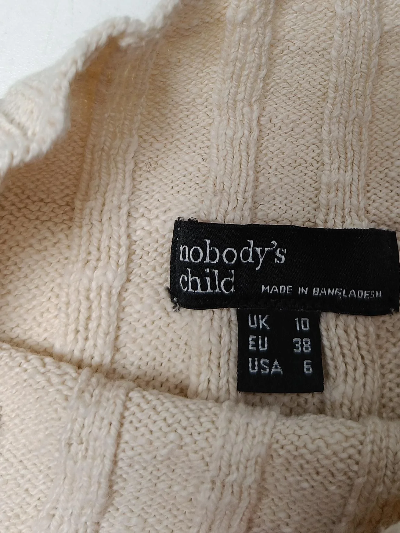 Nobody's Child Women's Top UK 10 Cream 100% Cotton Sleeveless High Neck Basic - Image 5