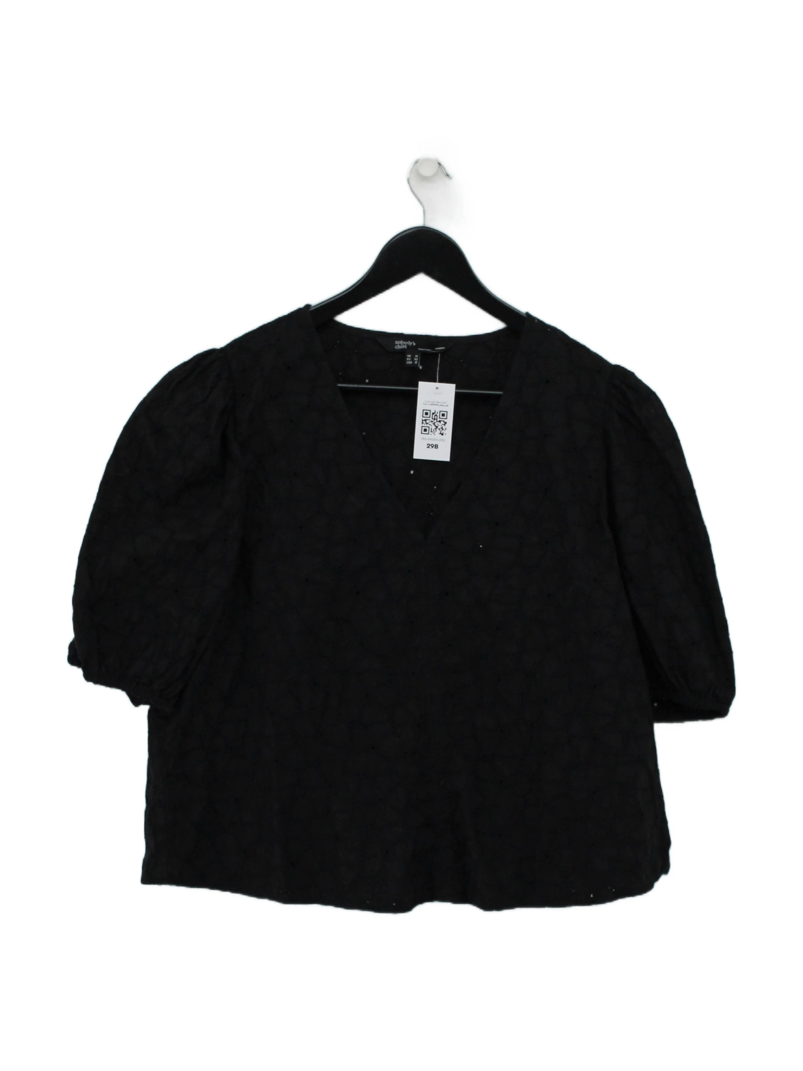 Nobody's Child Women's Top UK 14 Black Cotton with Polyester Basic