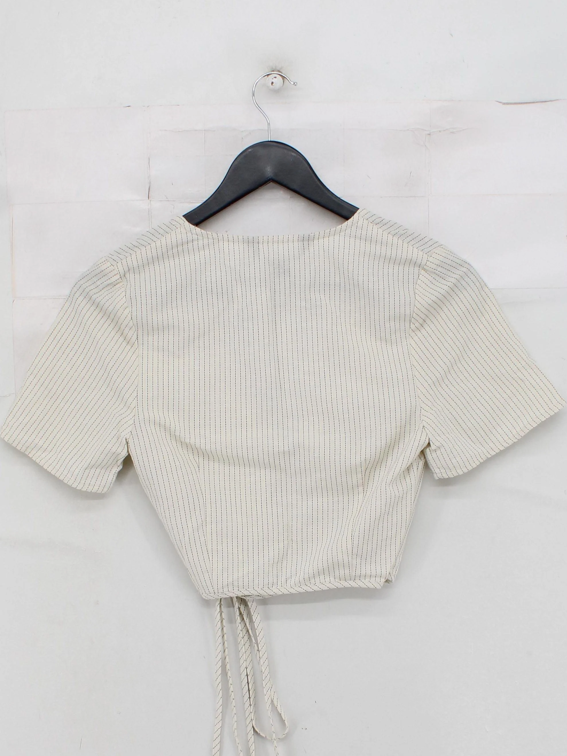 Nobody's Child Women's Top UK 4 Cream Cotton with Linen Cropped - Image 2