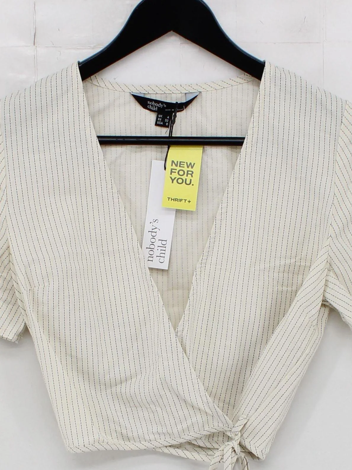 Nobody's Child Women's Top UK 4 Cream Cotton with Linen Cropped - Image 3