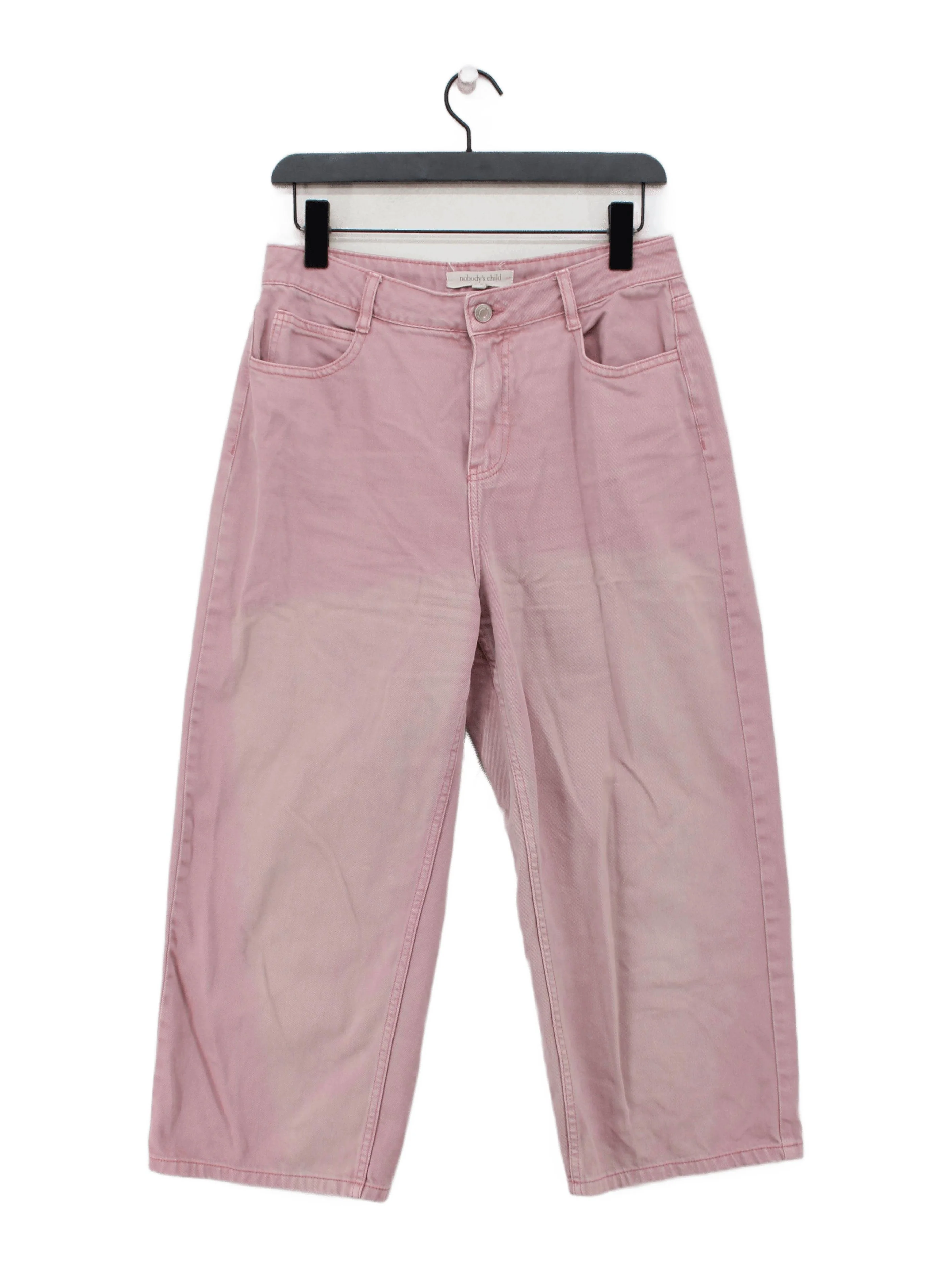 Nobody's Child Women's Trousers M Pink 100% Cotton Wide-Leg Cropped