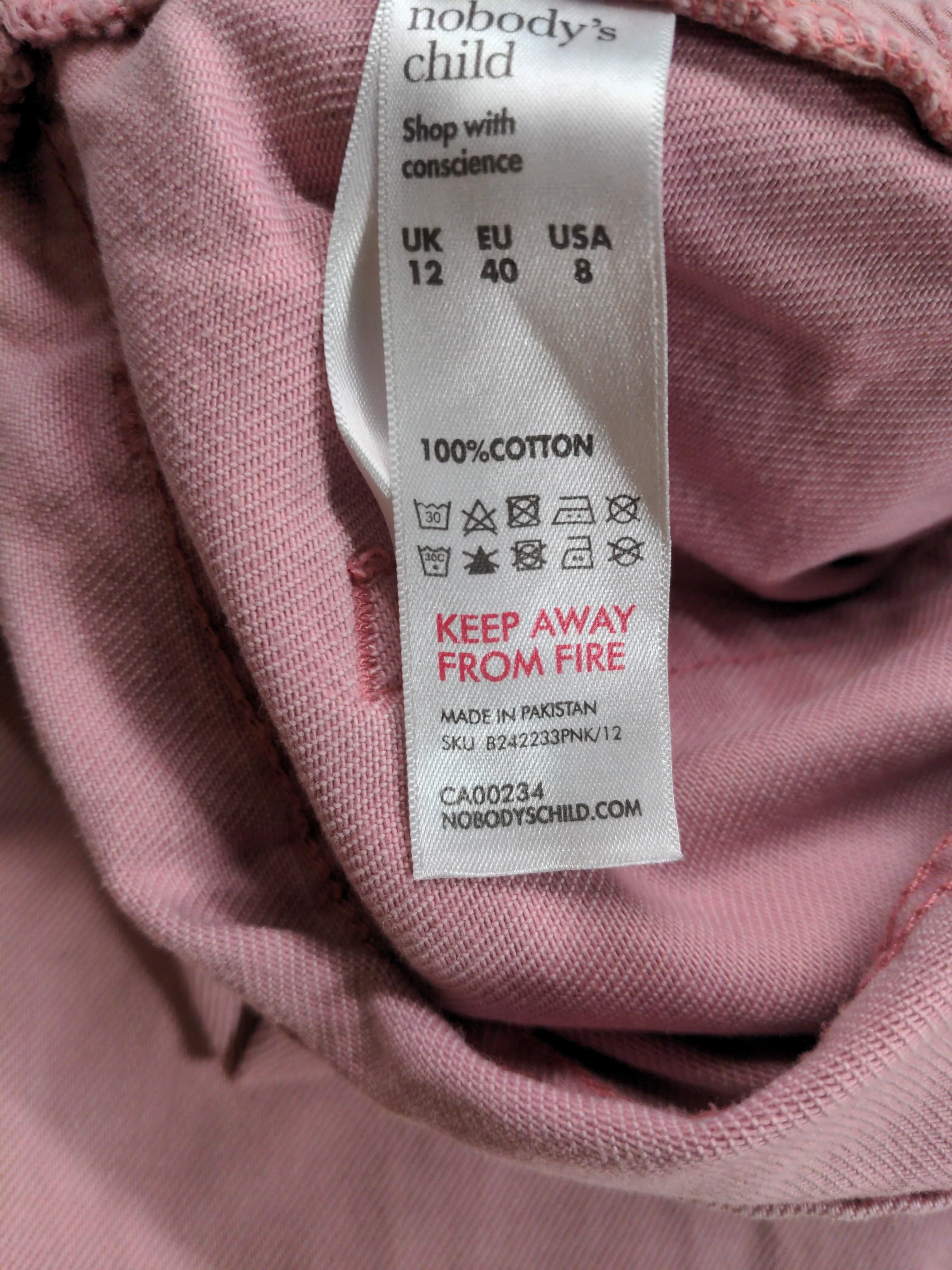 Nobody's Child Women's Trousers M Pink 100% Cotton Wide-Leg Cropped - Image 7