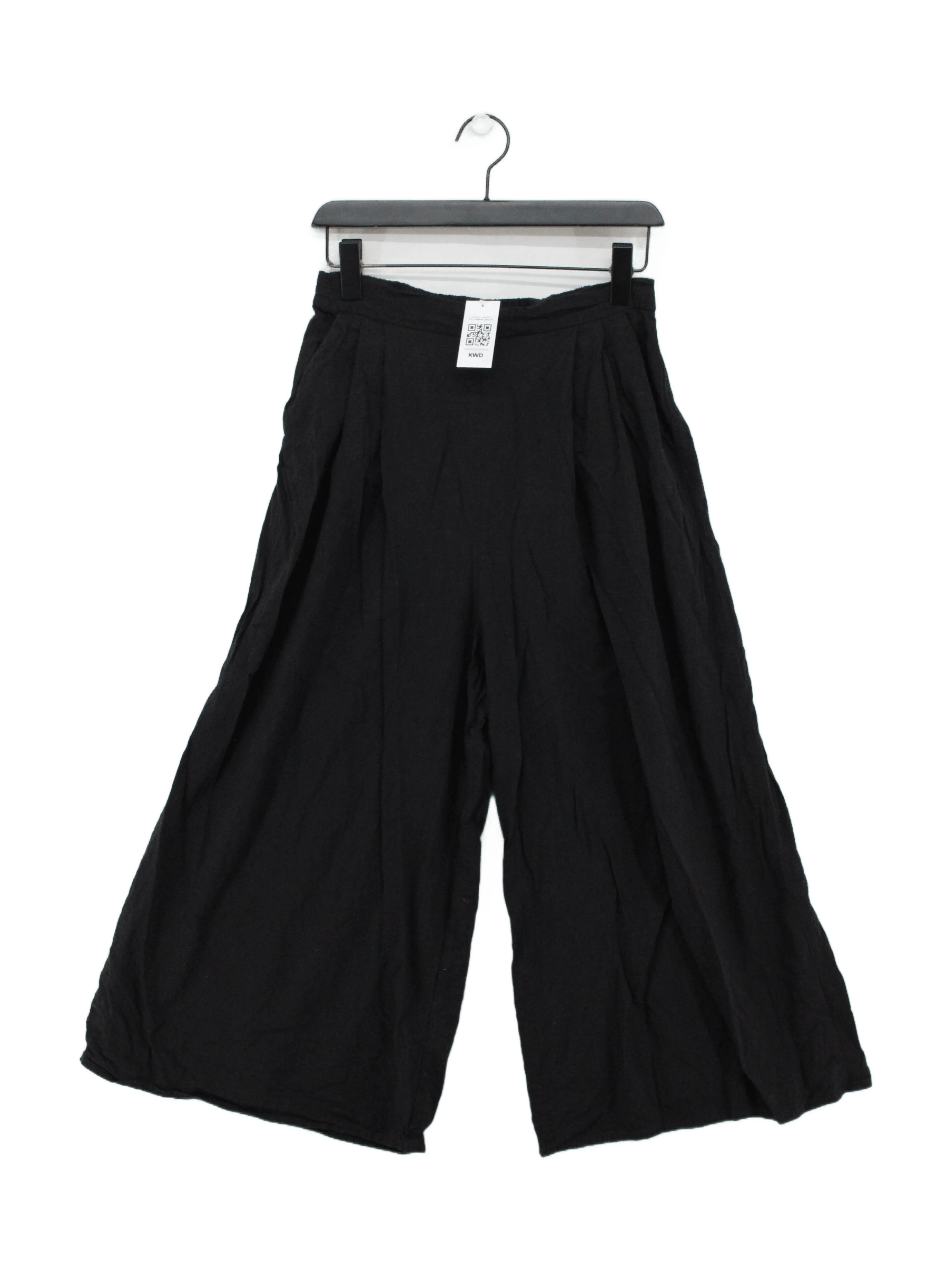Nobody's Child Women's Trousers UK 12 Black 100% Viscose Wide-Leg Cropped