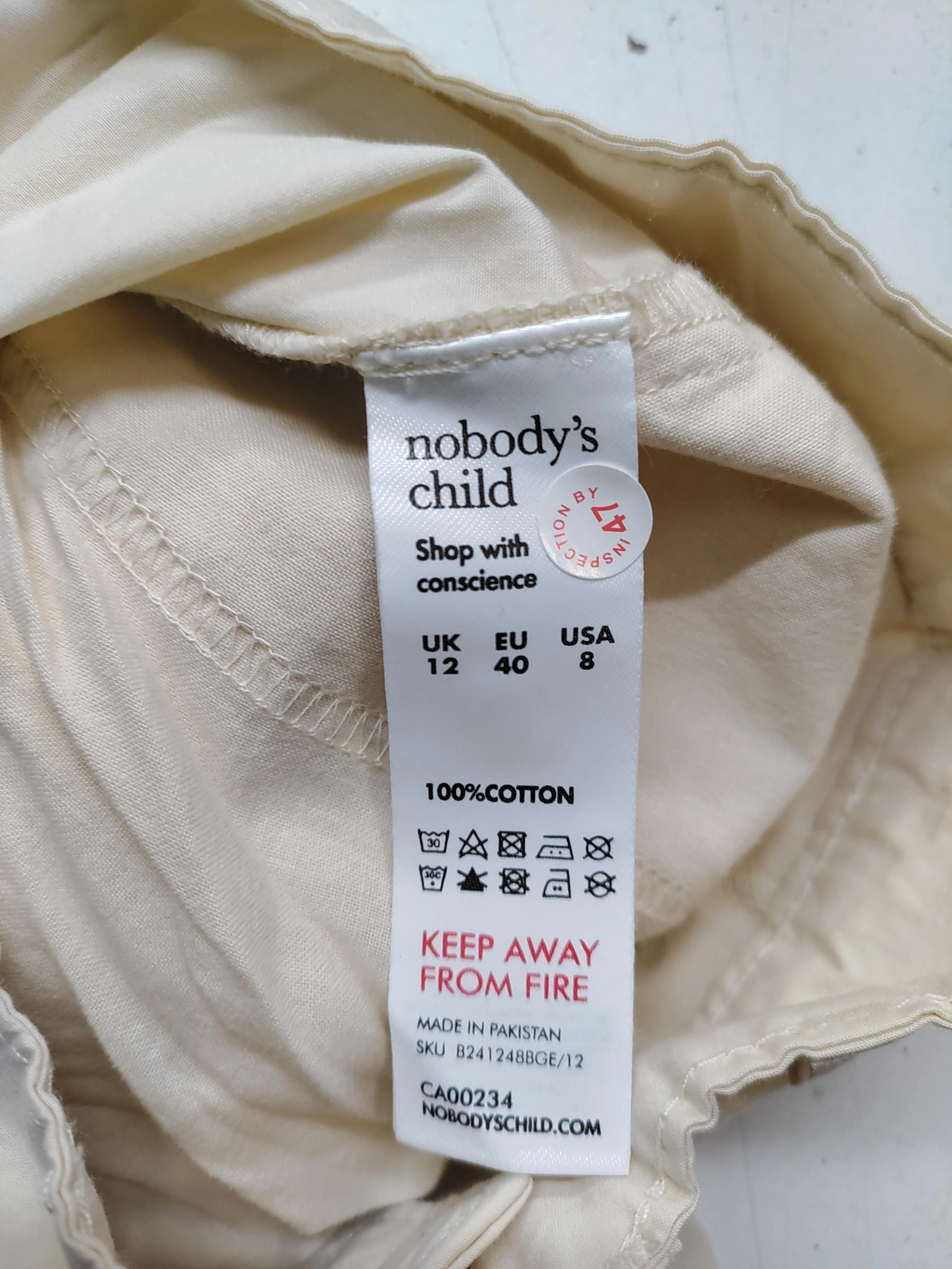 Nobody's Child Women's Trousers UK 12 Cream 100% Cotton Wide-Leg Chino - Image 6