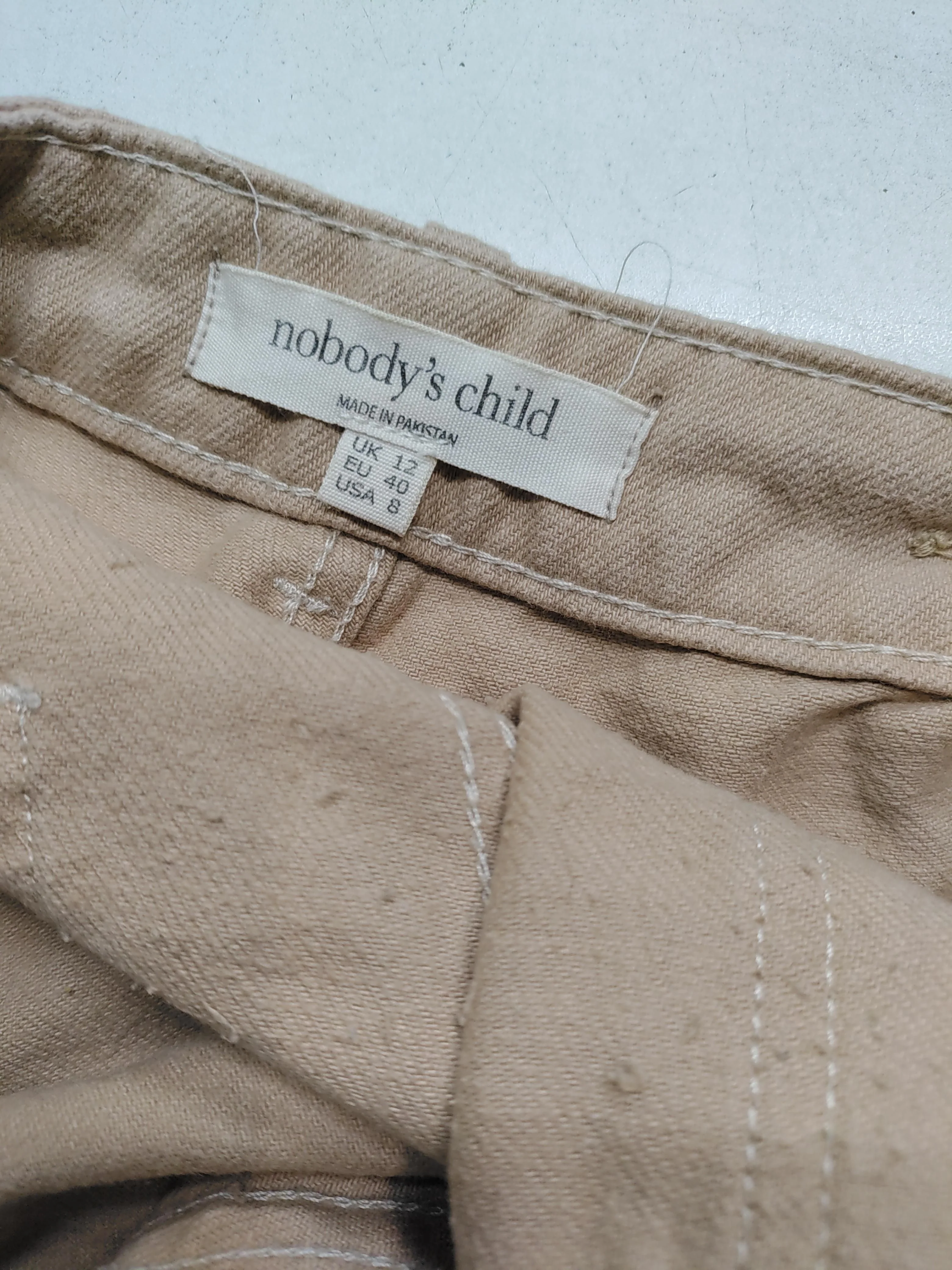 Nobody's Child Women's Trousers UK 12 Tan 100% Cotton Wide-Leg Chino - Image 5