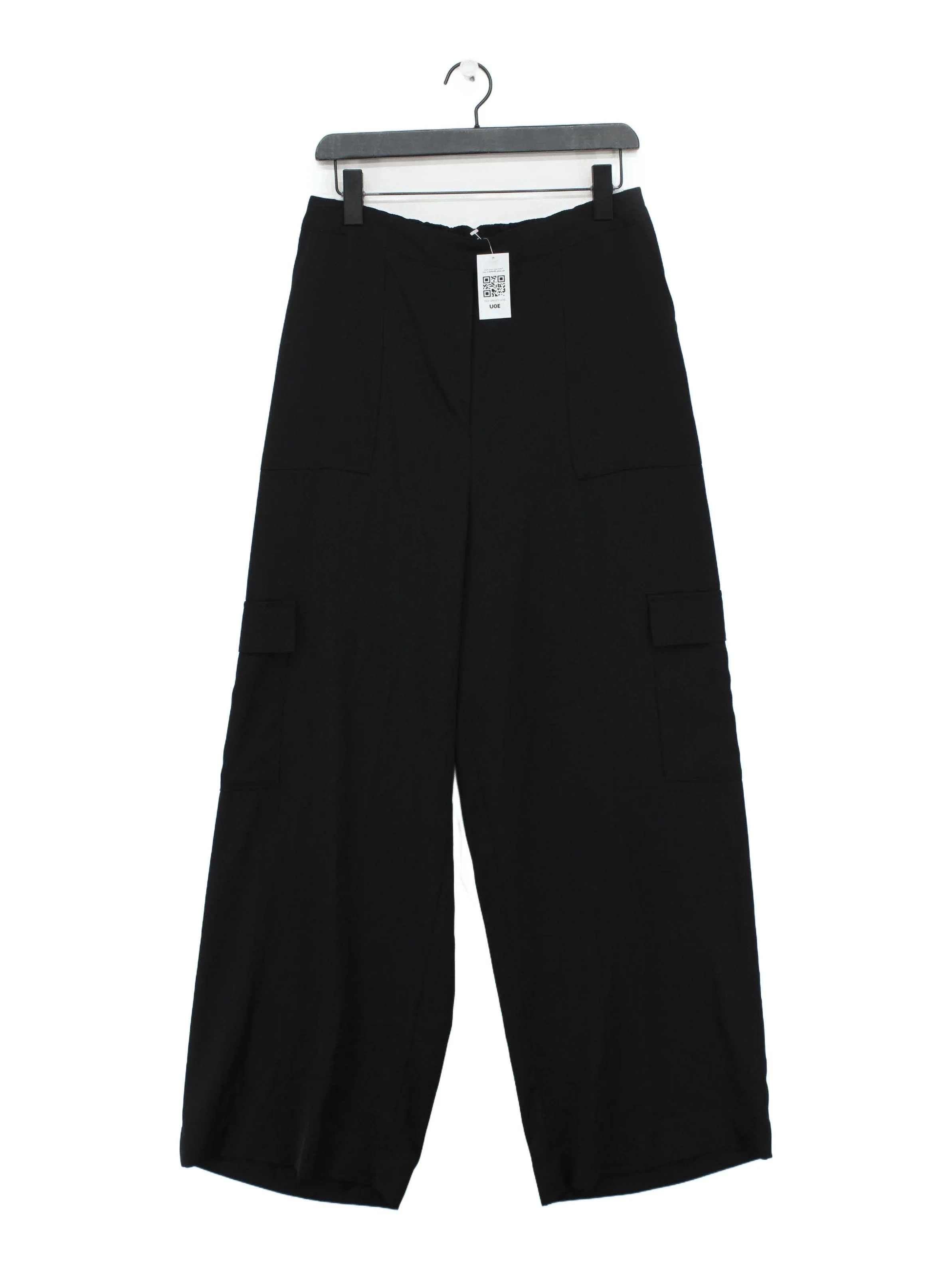 Nobody's Child Women's Trousers UK 14 Black 100% Polyester Wide-Leg Cargo
