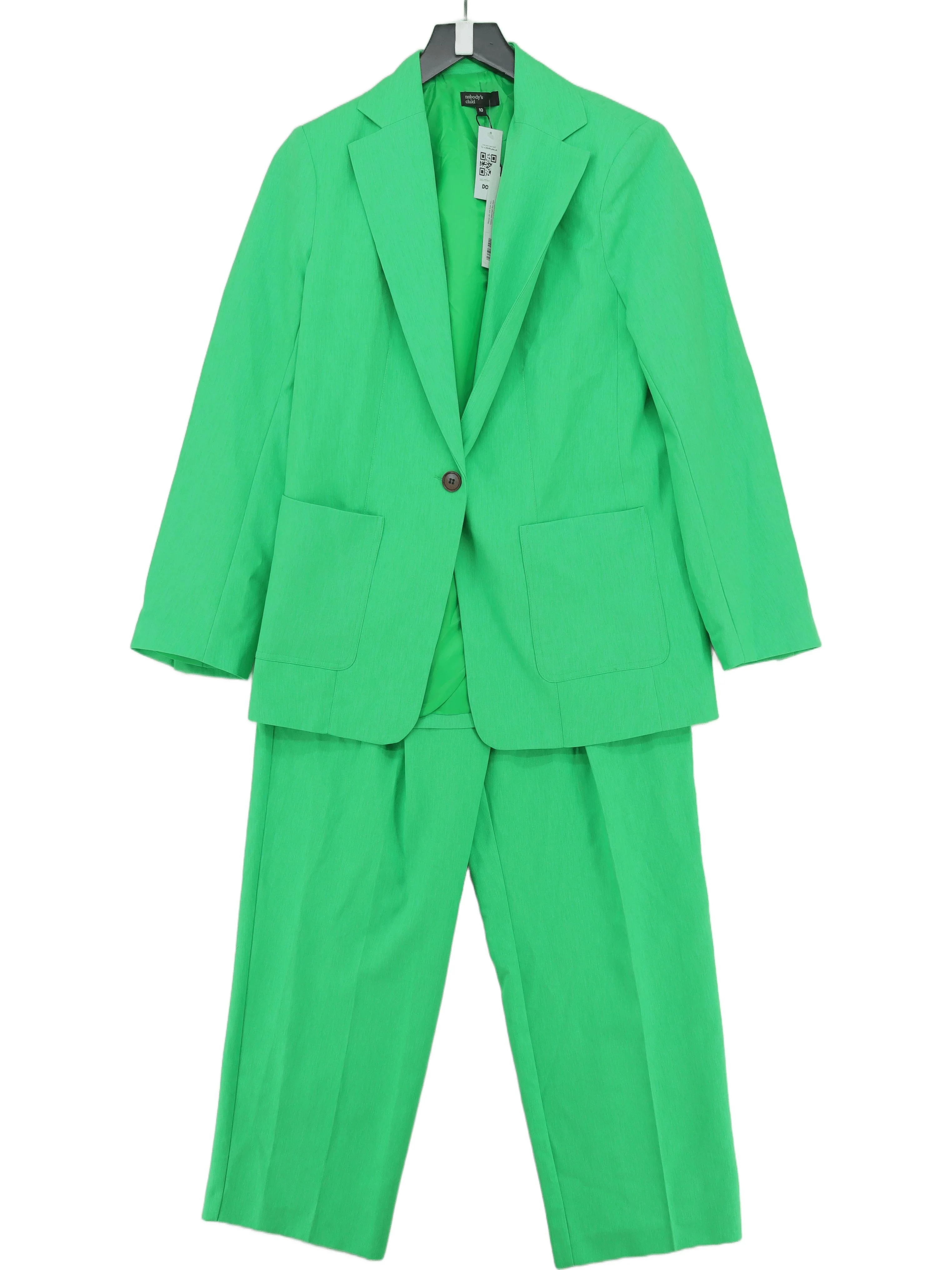 Nobody's Child Women's Two Piece Suit UK 10 Green 100% Polyester Trouser Suit