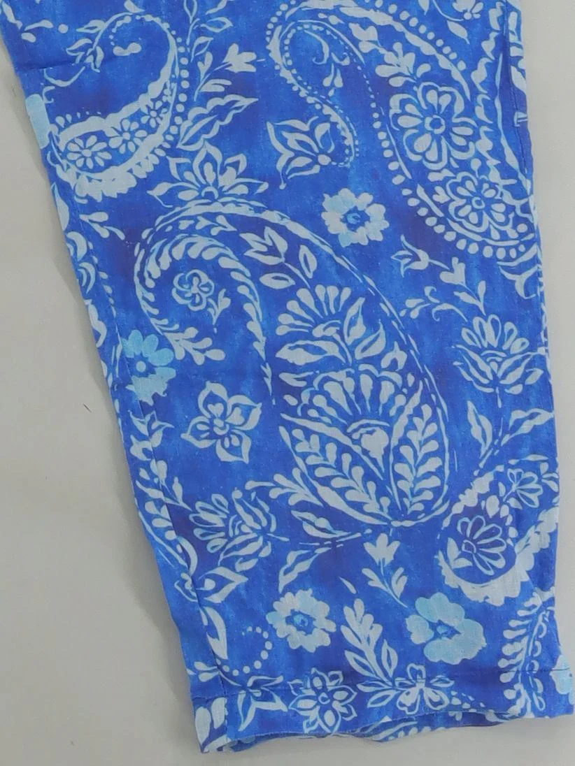 NoLoGo-chic Women's Trousers L Blue Paisley 100% Other Wide-Leg Capri - Image 4